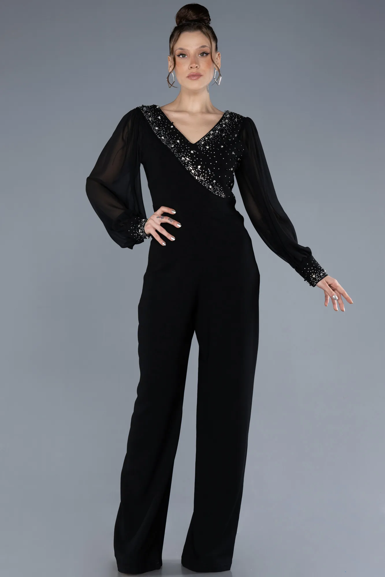 Black-Chiffon Cocktail Dress ABT126