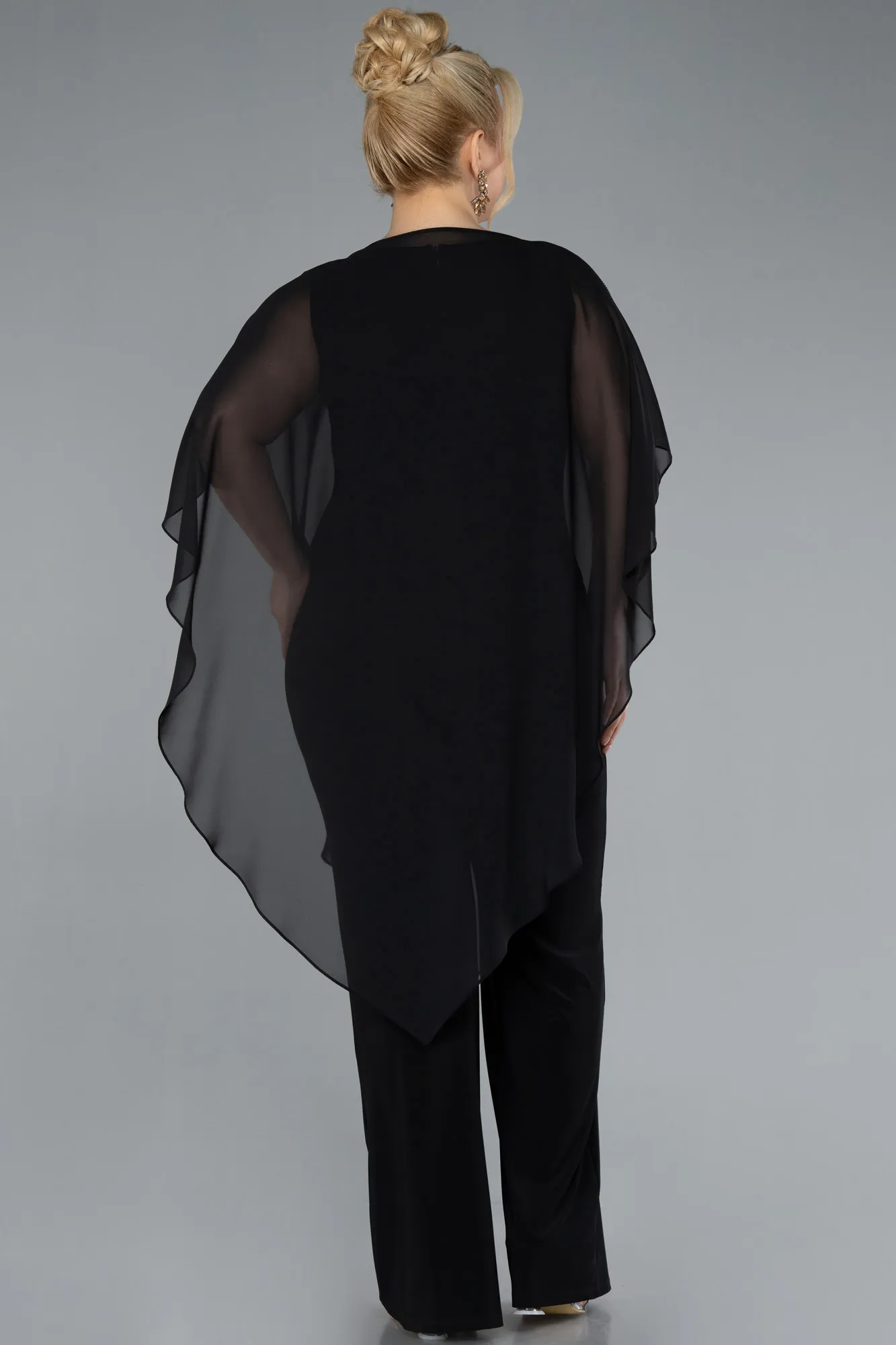 Black-Chiffon Plus Size Cocktail Dress ABT129