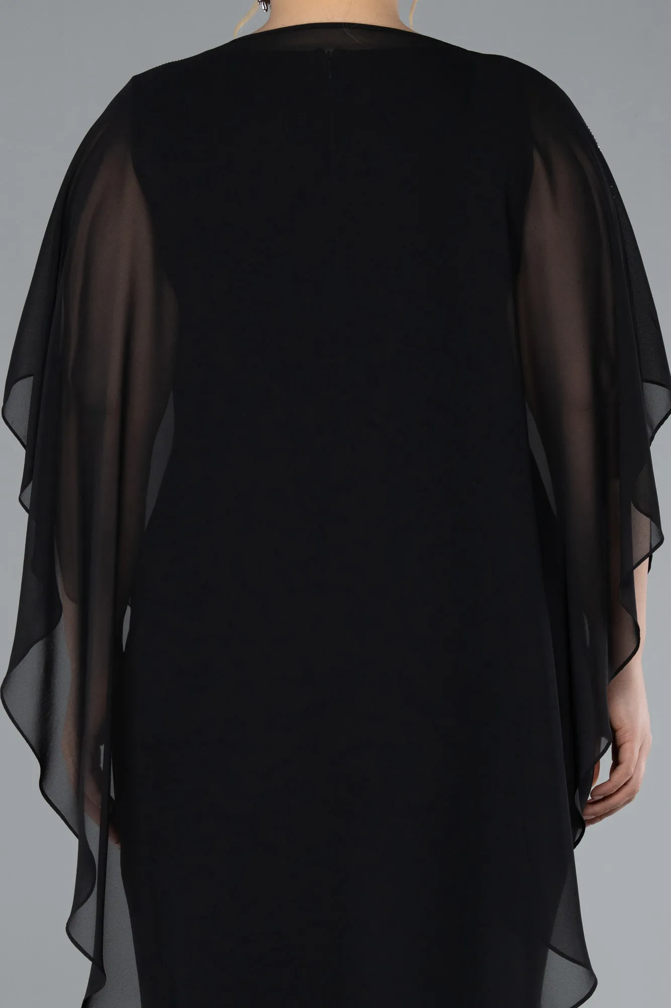 Black-Chiffon Plus Size Cocktail Dress ABT129