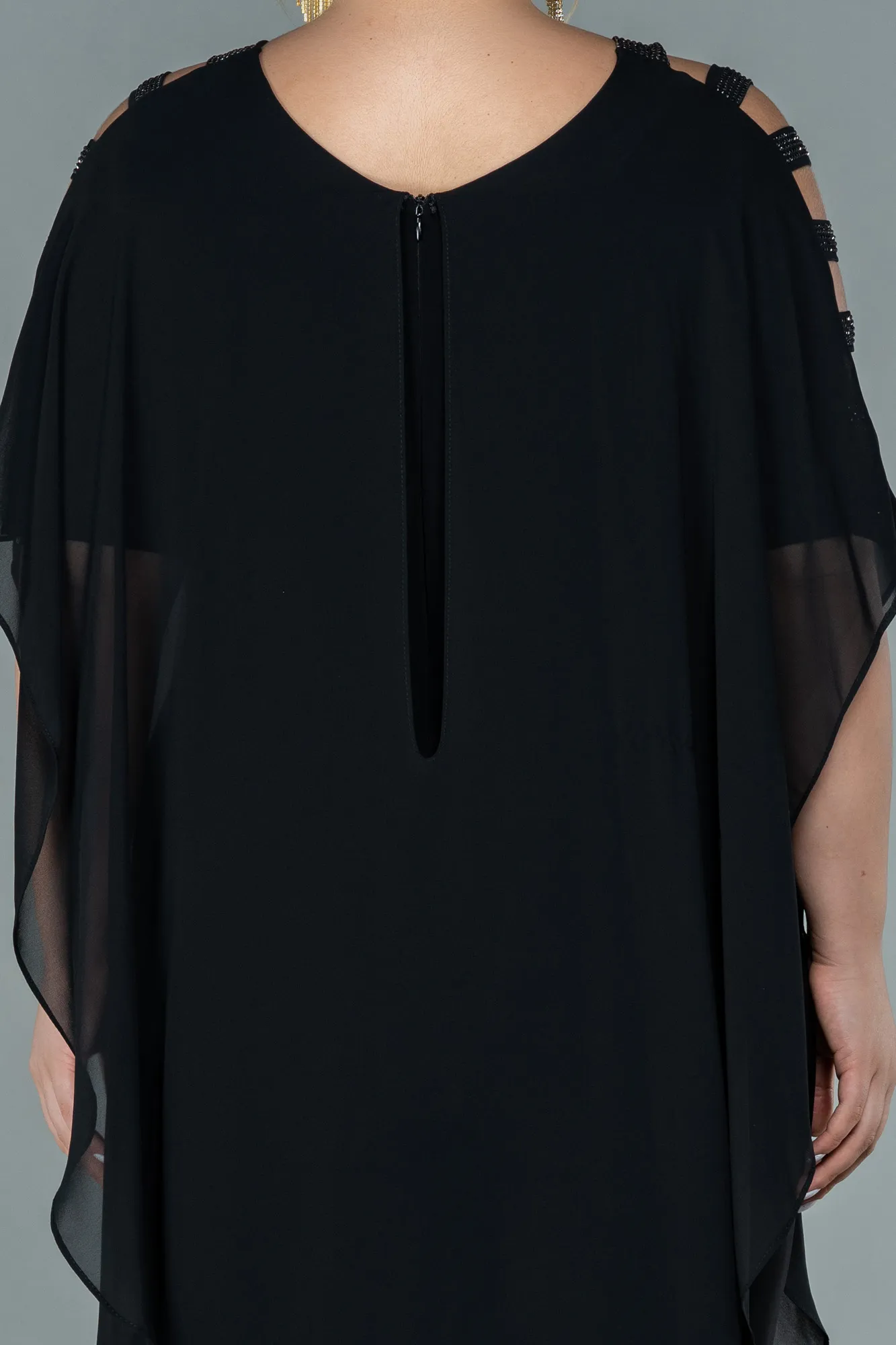 Black-Chiffon Plus Size Evening Dress ABT080