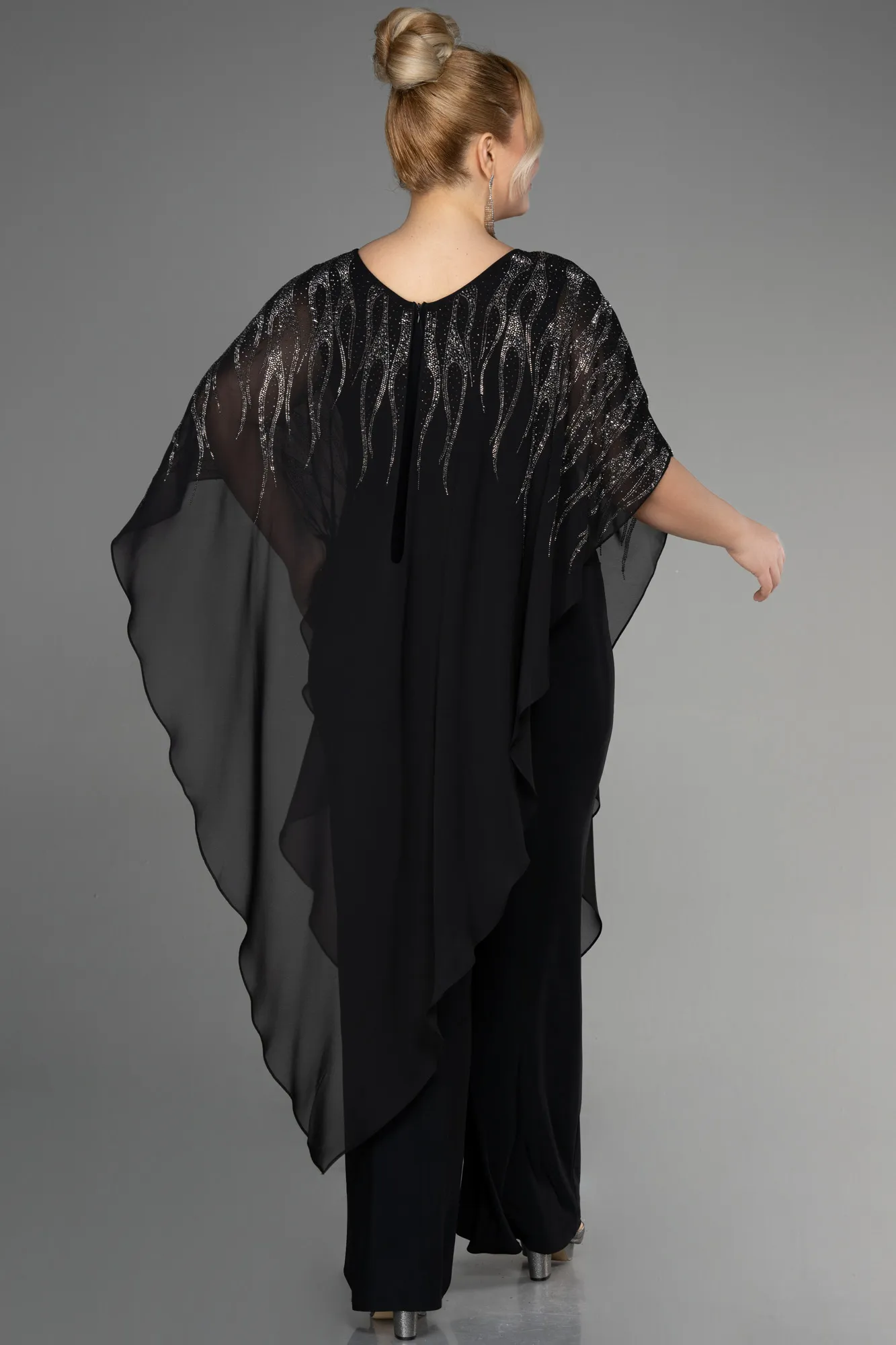 Black-Chiffon Plus Size Evening Dress ABT111