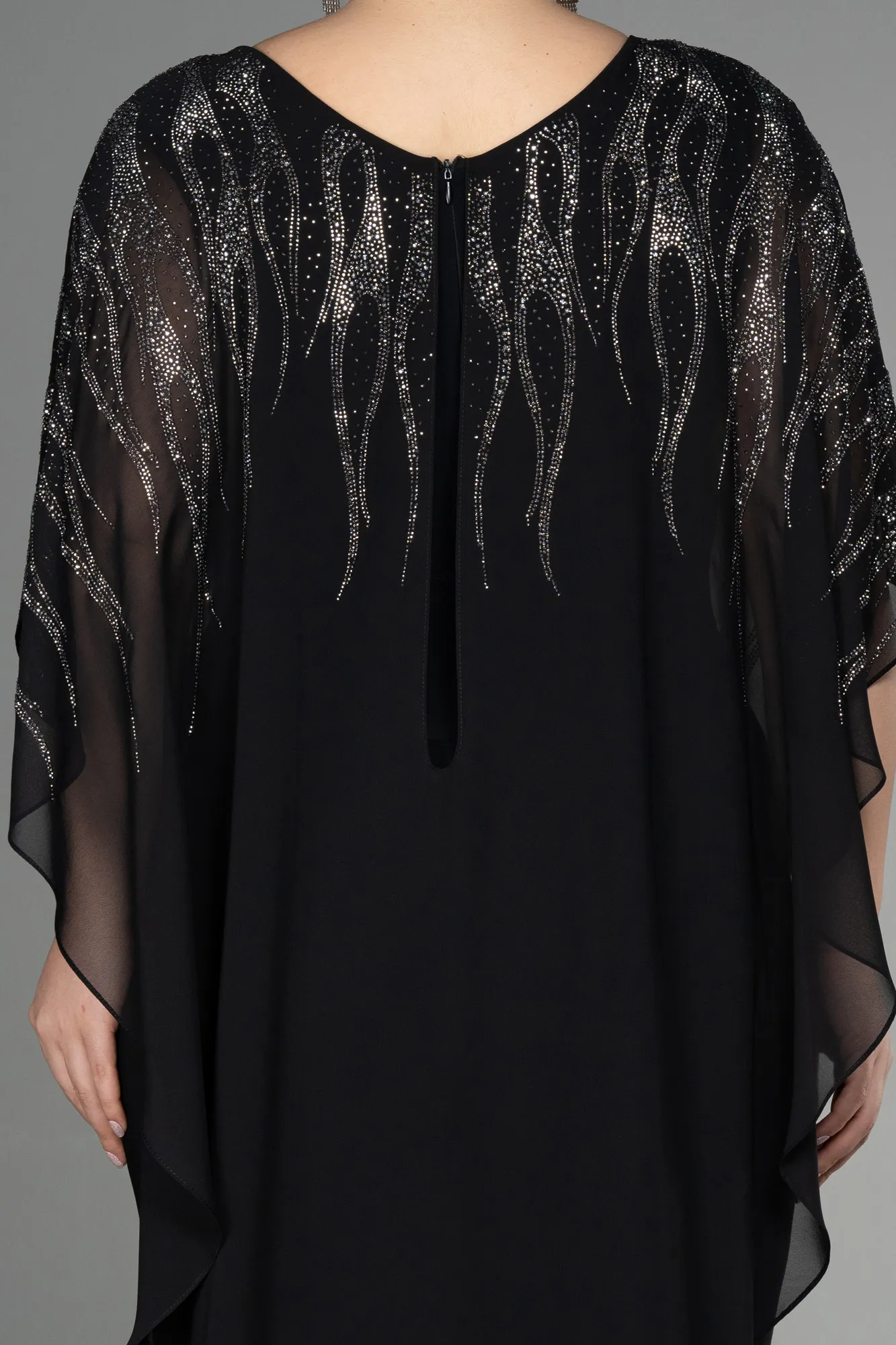 Black-Chiffon Plus Size Evening Dress ABT111