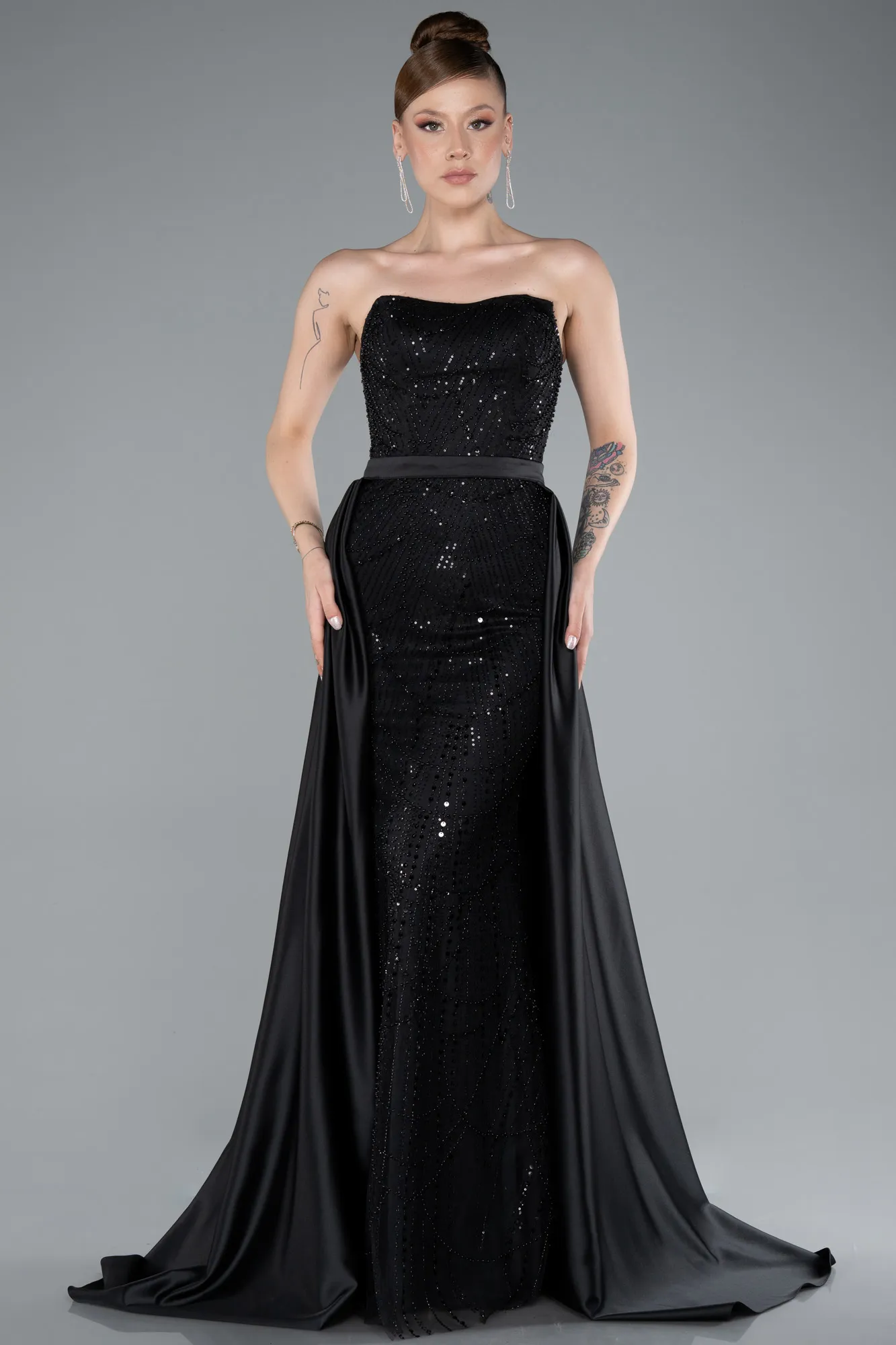 Black-Long Beaded Evening Dress ABU4928