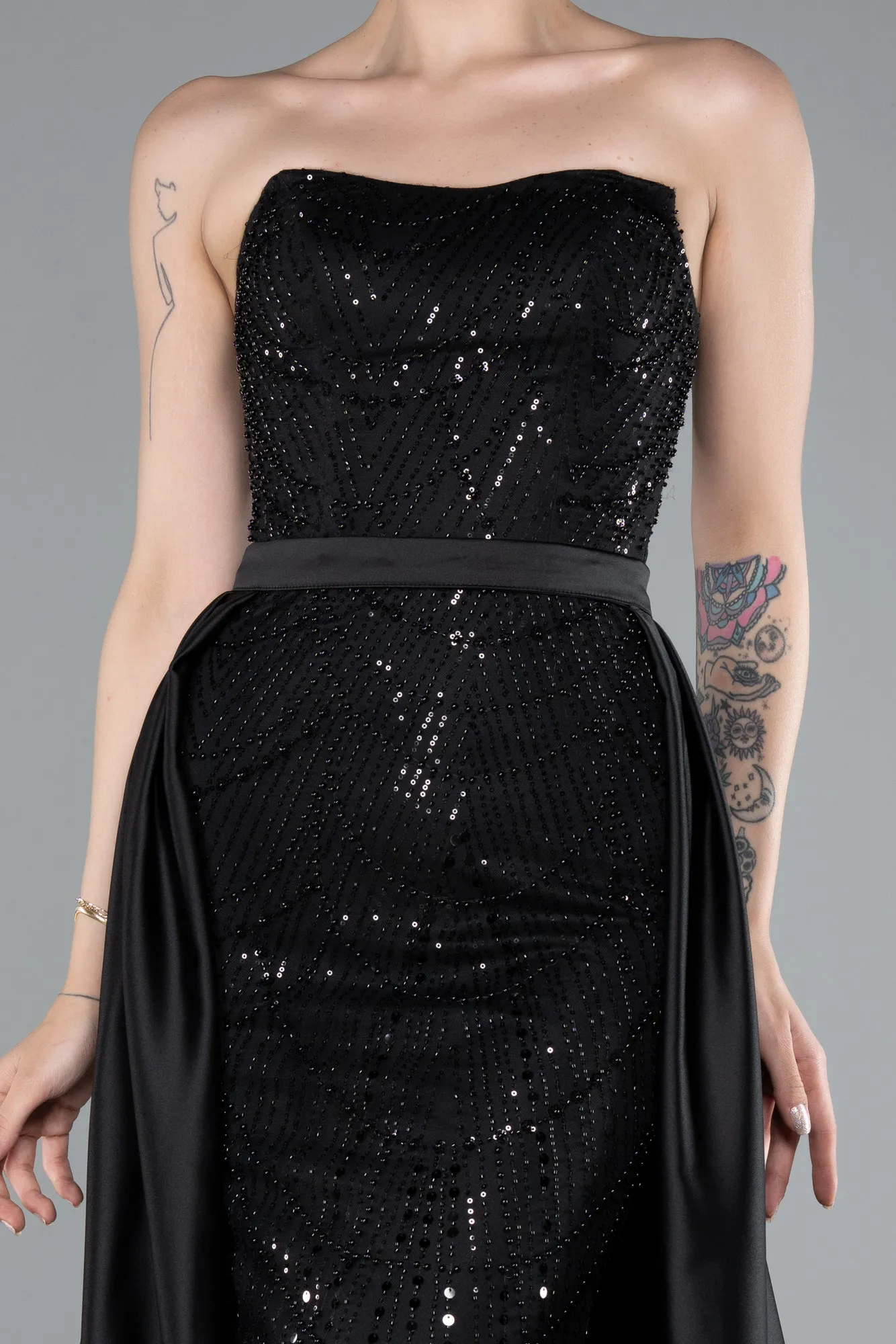 Black-Long Beaded Evening Dress ABU4928