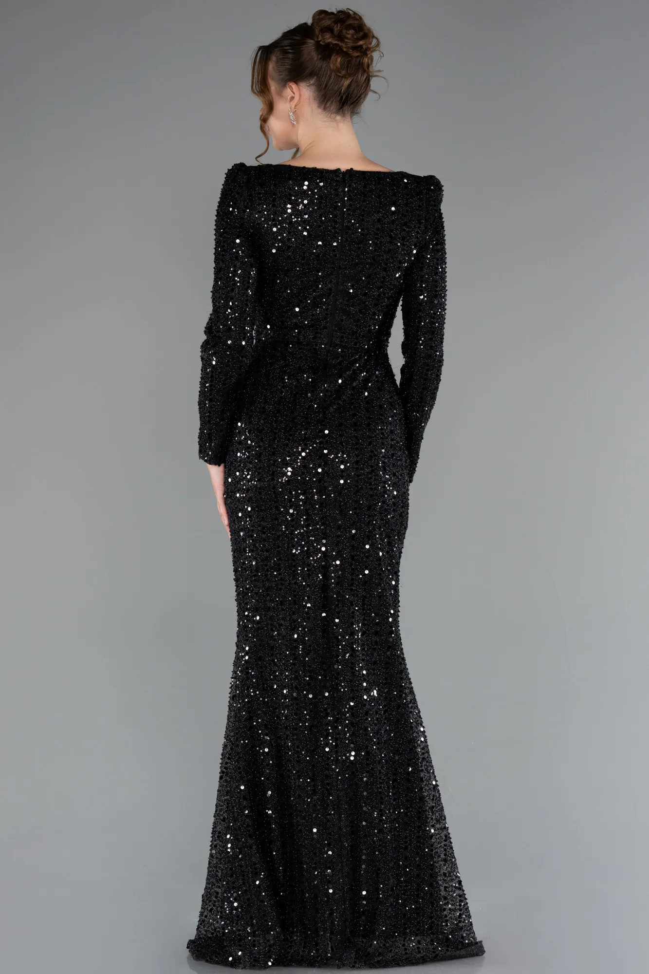 Black-Long Beaded Evening Dress ABU5021
