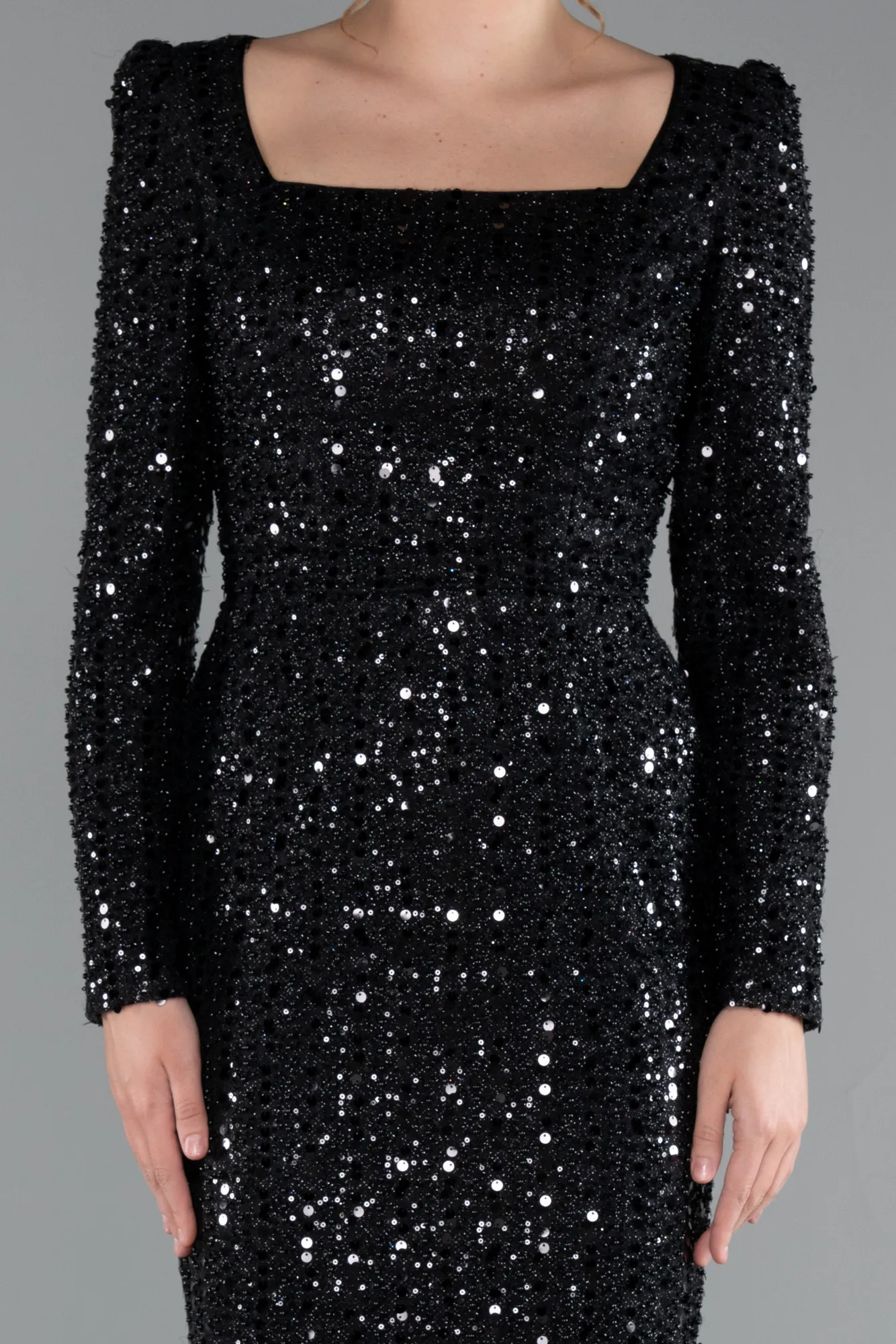 Black-Long Beaded Evening Dress ABU5021