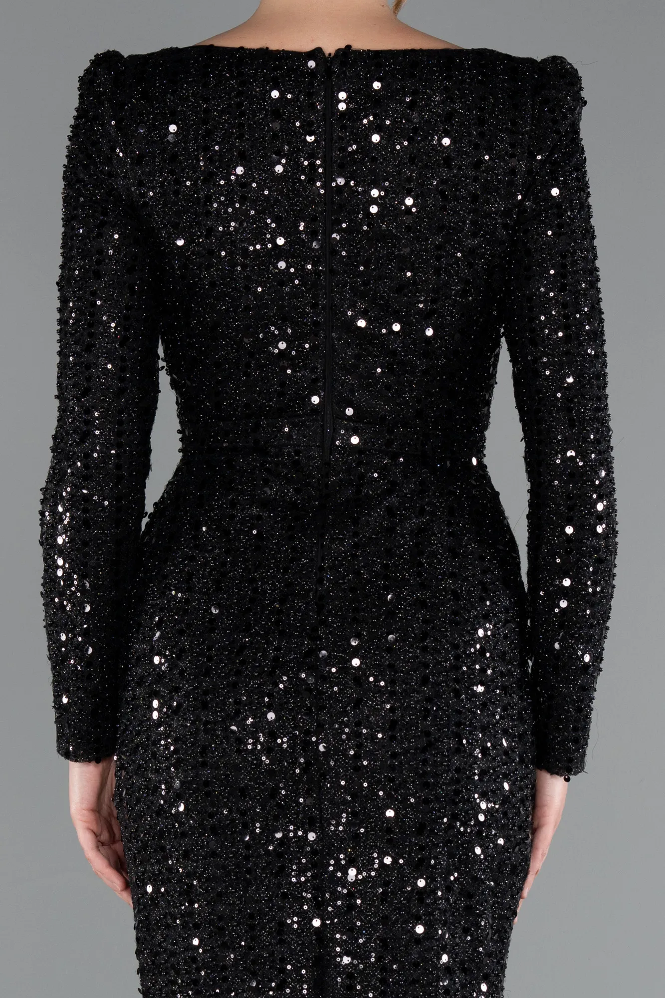 Black-Long Beaded Evening Dress ABU5021