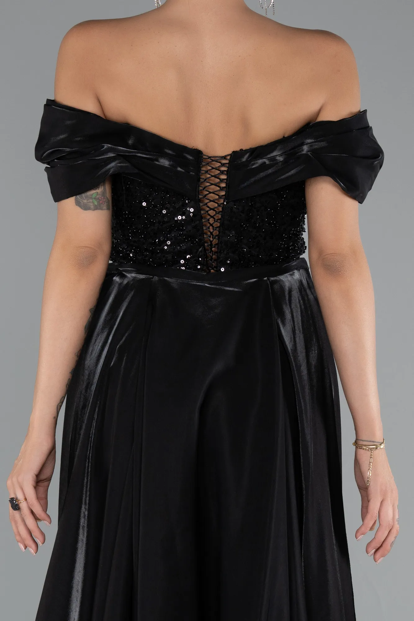Black-Long Beaded Evening Dress ABU5099