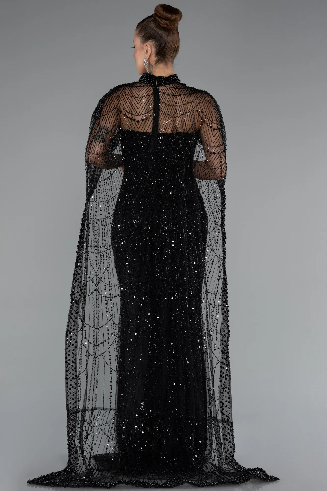 Black-Long Beaded Evening Dress ABU5141