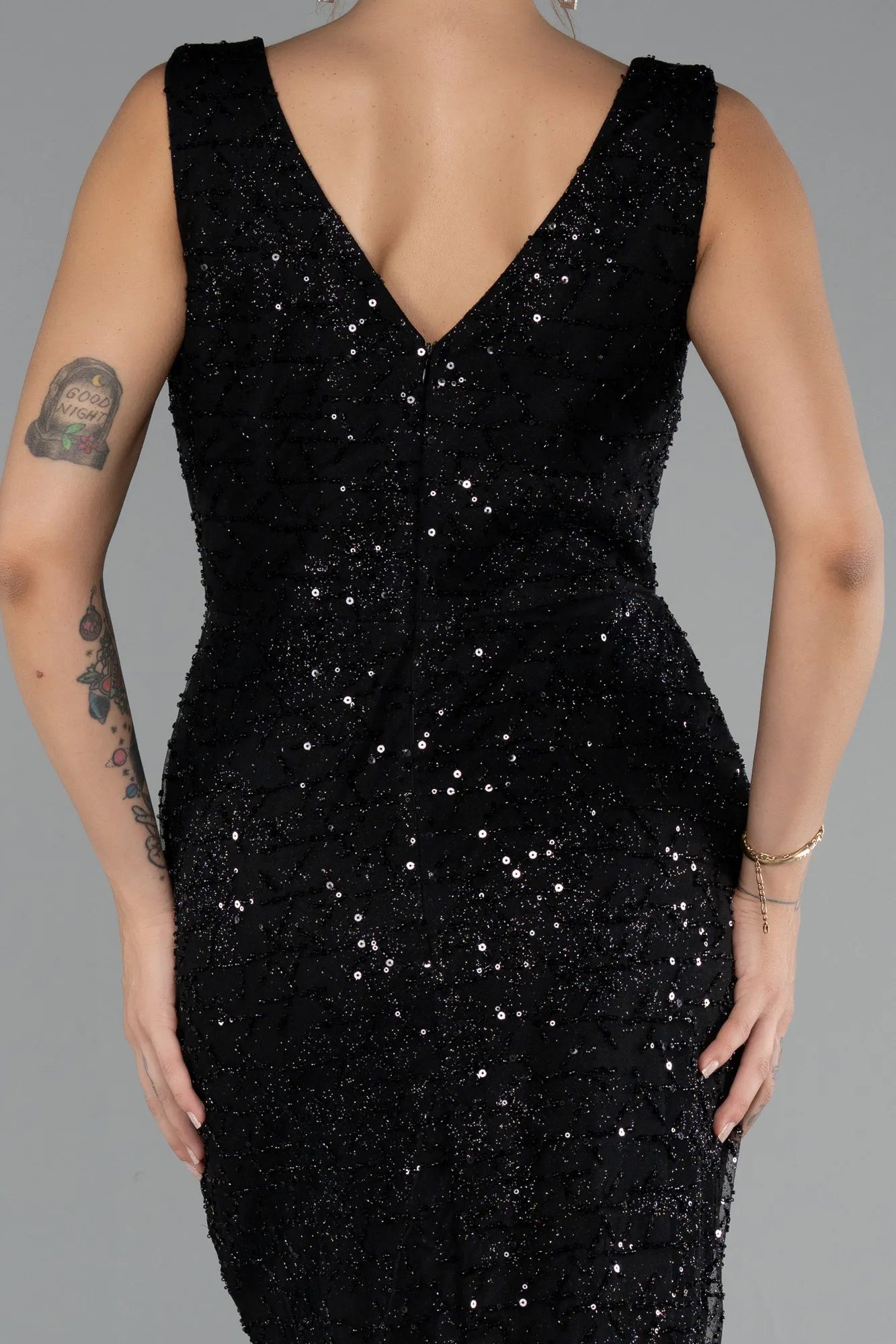 Black-Long Beaded Evening Dress ABU5187