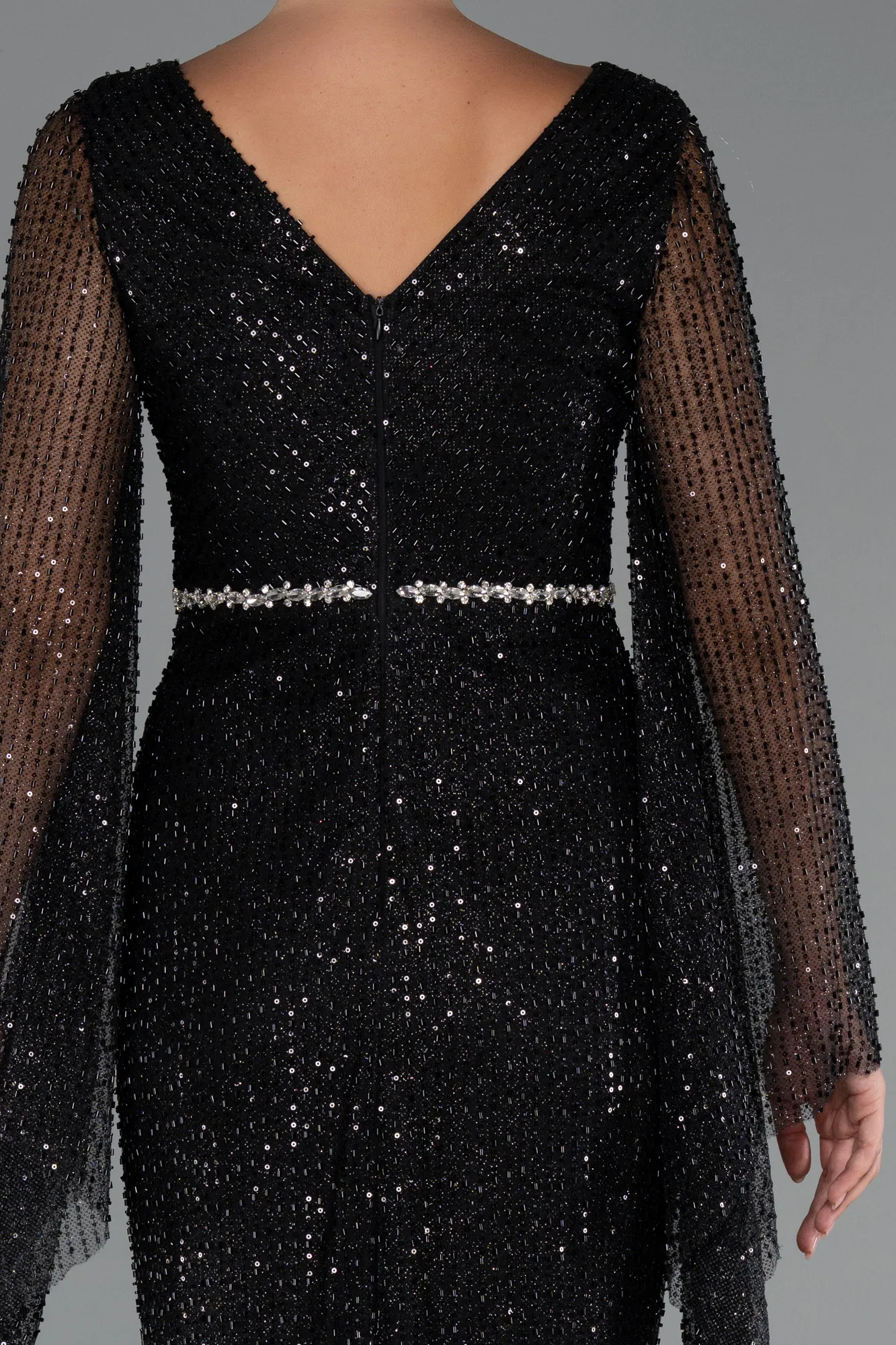 Black-Long Beaded Evening Dress ABU5230