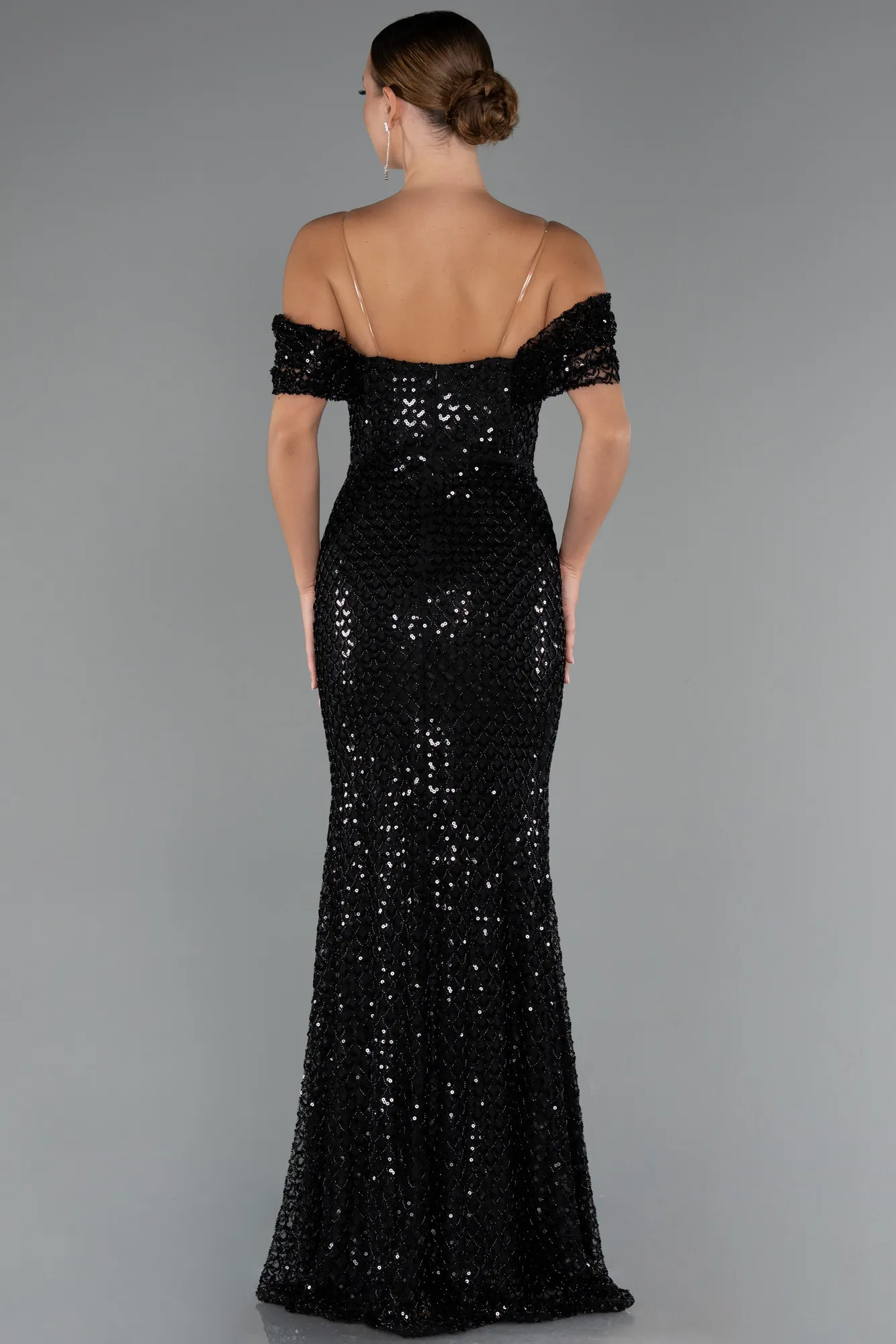 Black-Long Beaded Evening Dress ABU5239