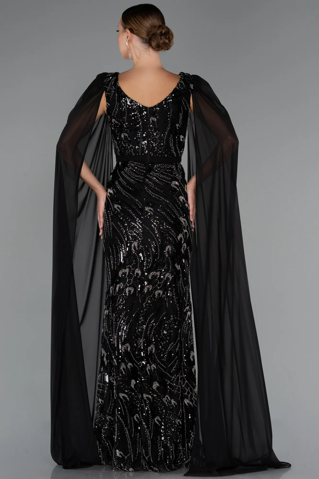 Black-Long Beaded Evening Dress ABU5248