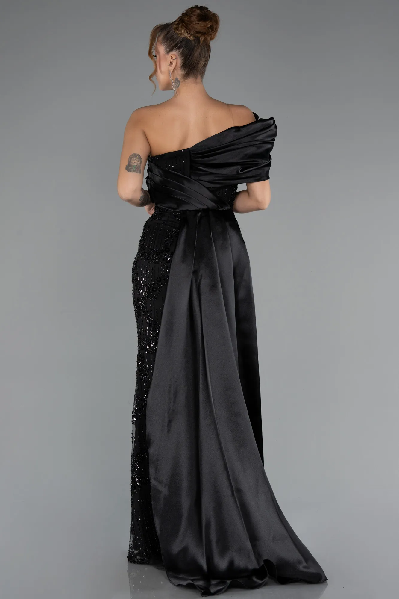 Black-Long Beaded Evening Dress ABU5361