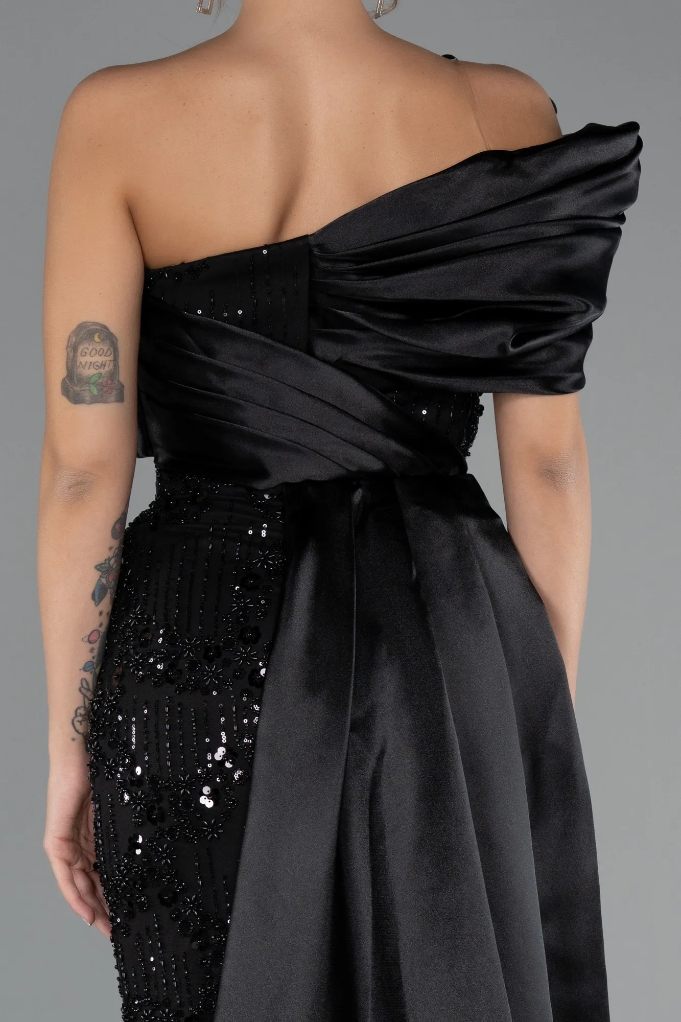 Black-Long Beaded Evening Dress ABU5361
