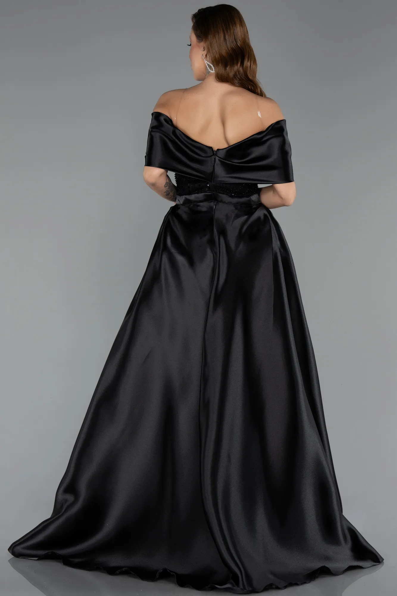 Black-Long Beaded Evening Dress ABU5400