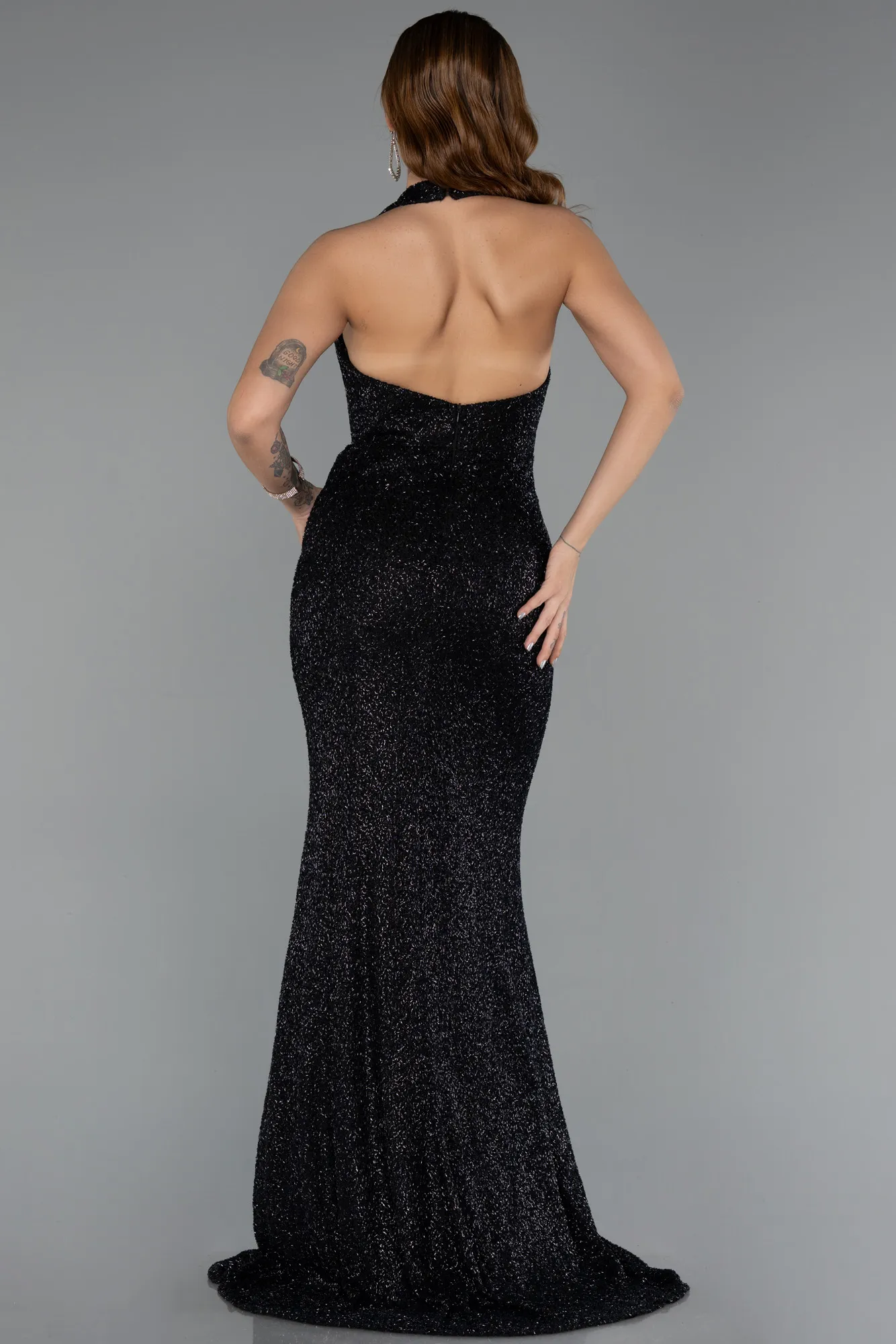Black-Long Beaded Evening Dress ABU5403