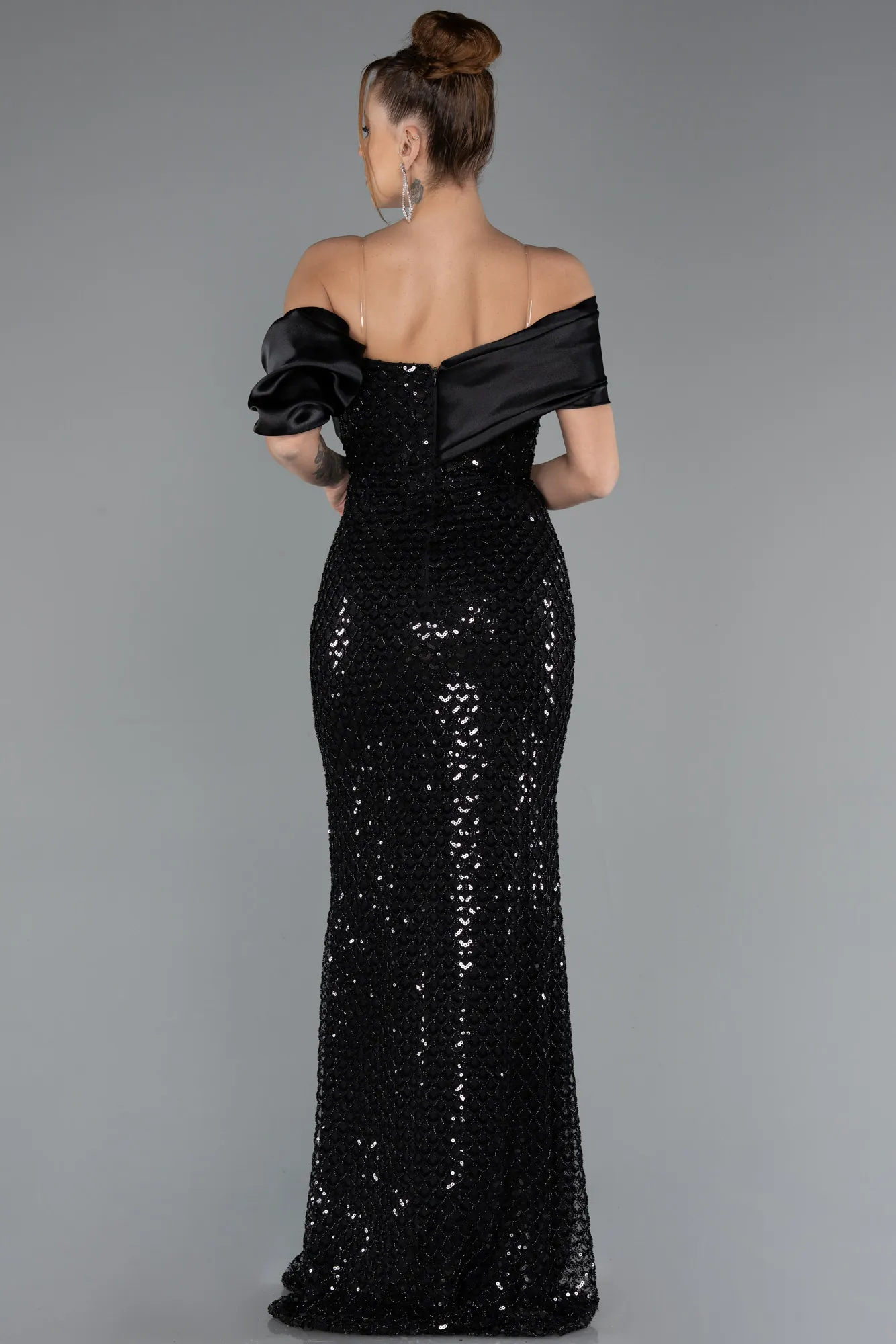 Black-Long Beaded Evening Dress ABU5434