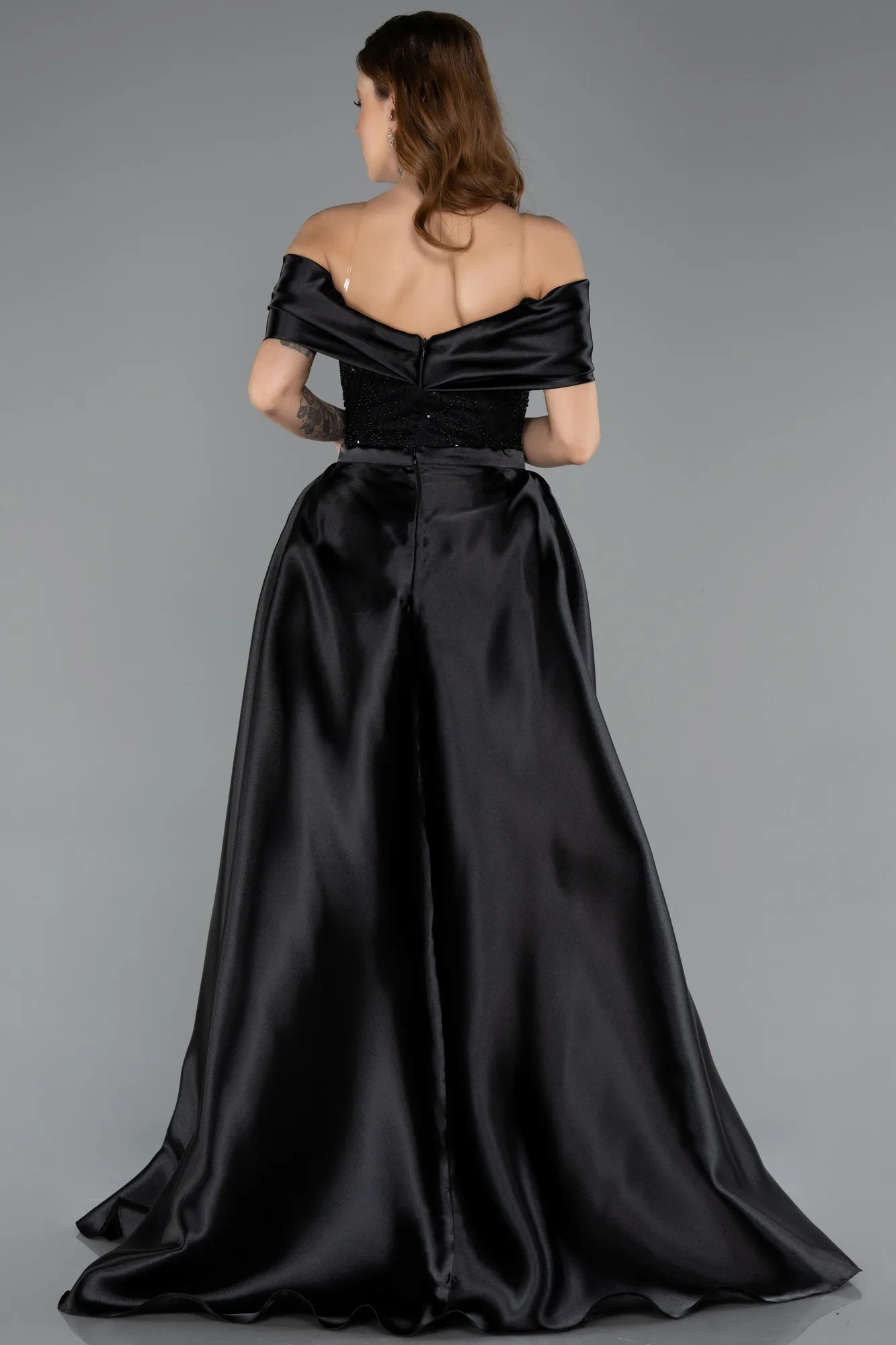 Black-Long Beaded Evening Dress ABU5503