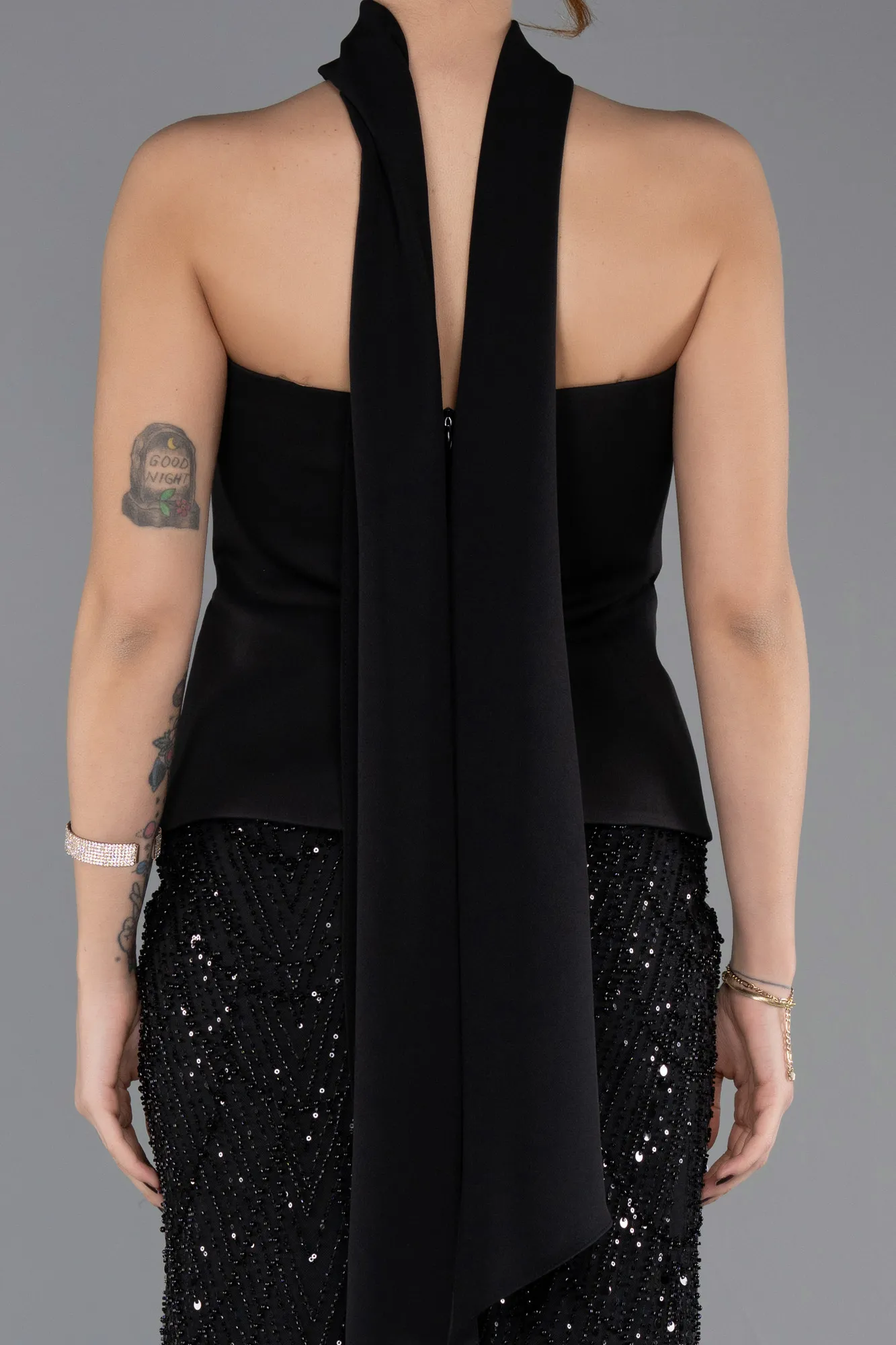 Black-Long Beaded Evening Dress ABU5508