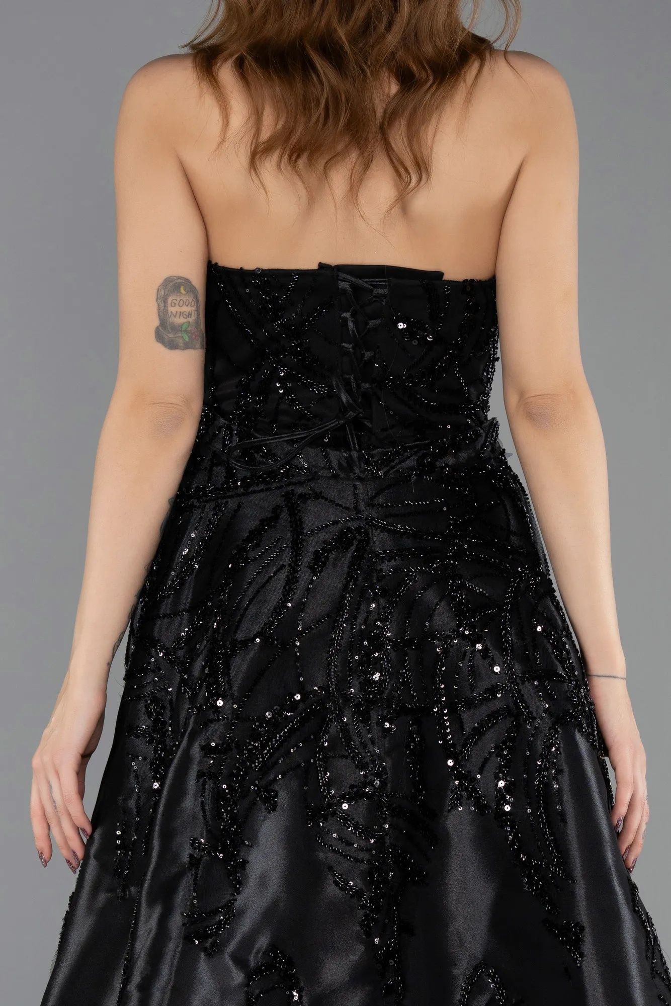 Black-Long Beaded Evening Dress ABU5511