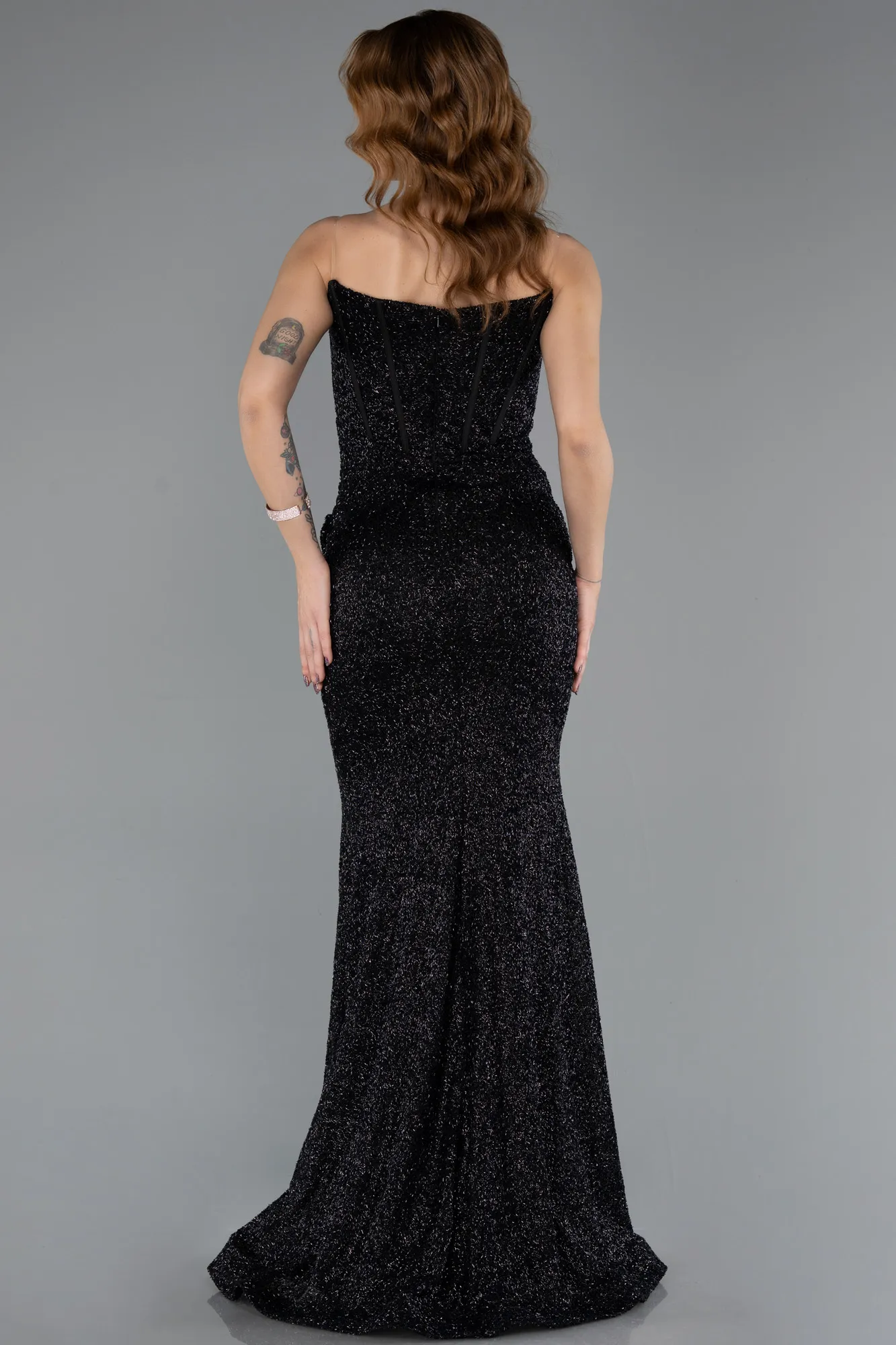 Black-Long Beaded Evening Dress ABU5514