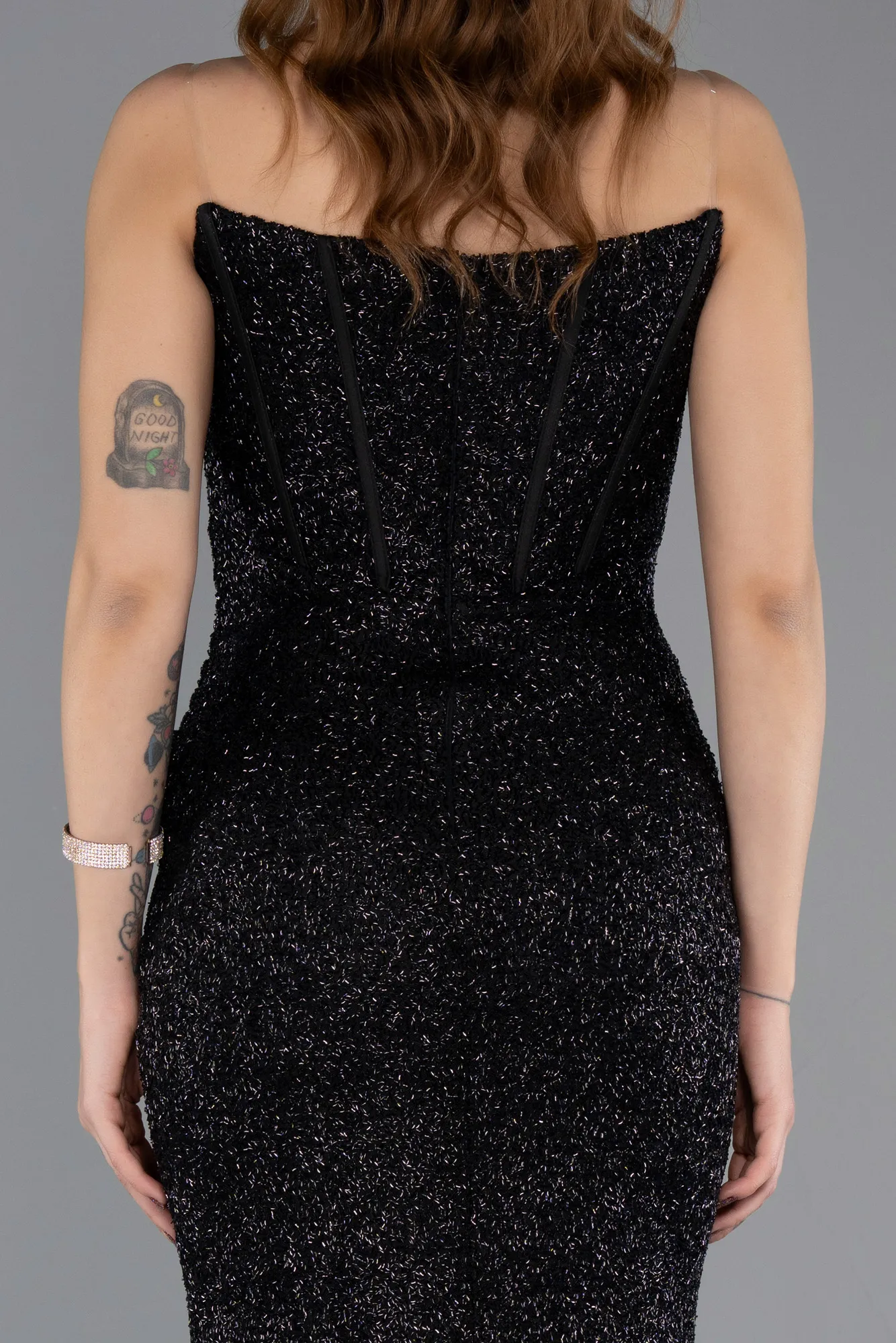 Black-Long Beaded Evening Dress ABU5514