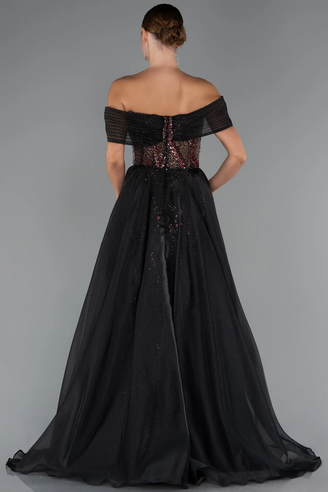 Black-Long Beaded Haute Couture Dress ABU5254