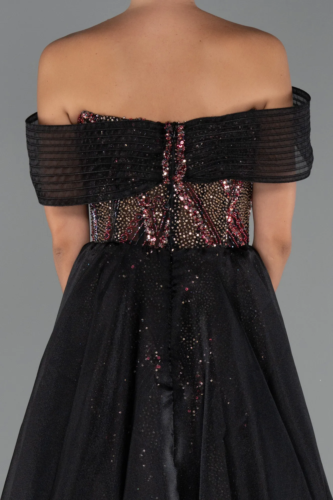 Black-Long Beaded Haute Couture Dress ABU5254