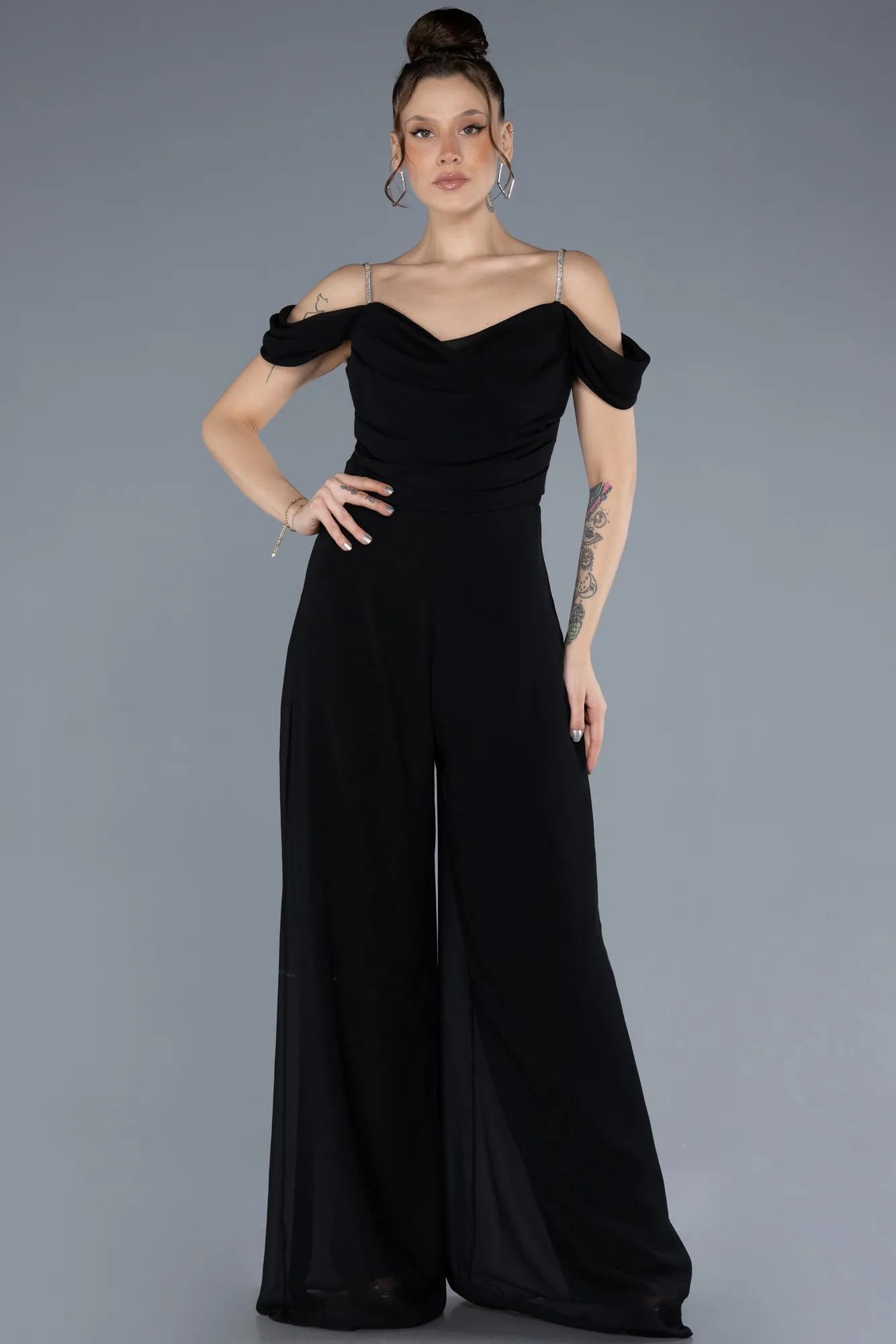 Black-Long Chiffon Cocktail Dress ABT127