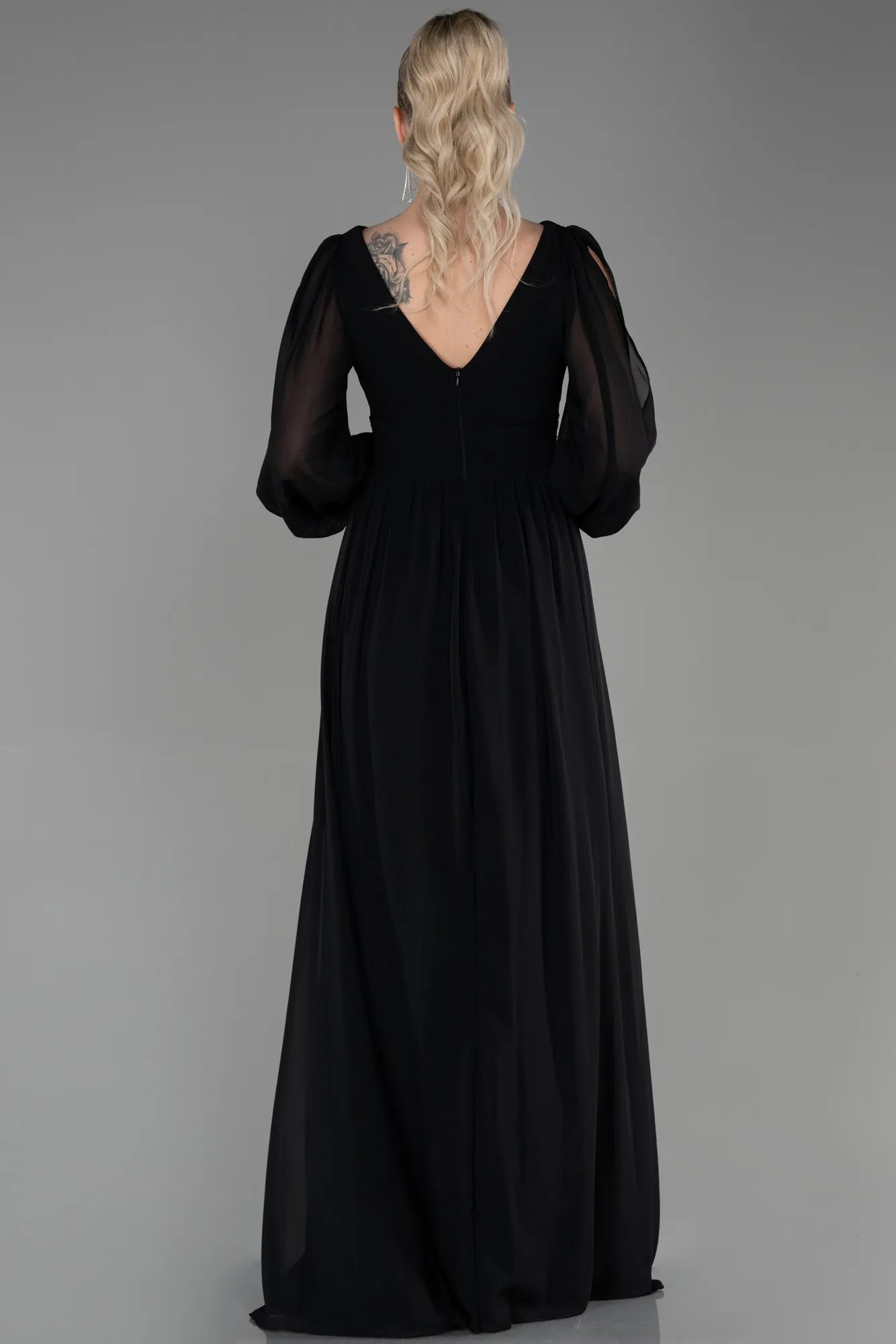 Black-Long Chiffon Evening Dress ABU1702