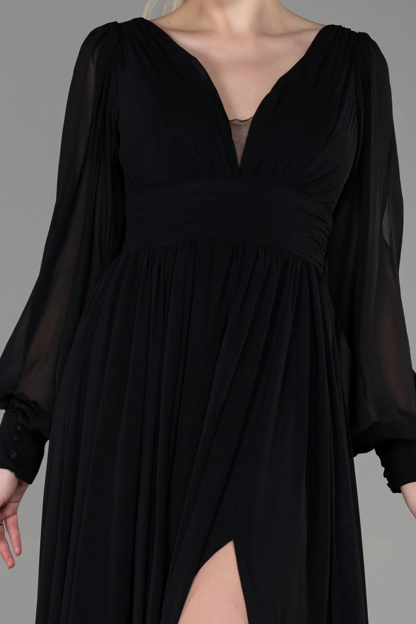 Black-Long Chiffon Evening Dress ABU1702
