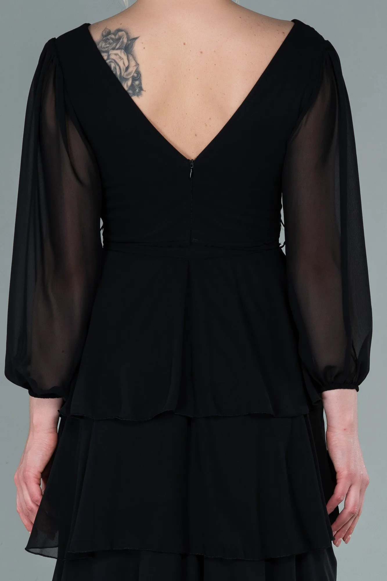 Black-Long Chiffon Evening Dress ABU2322