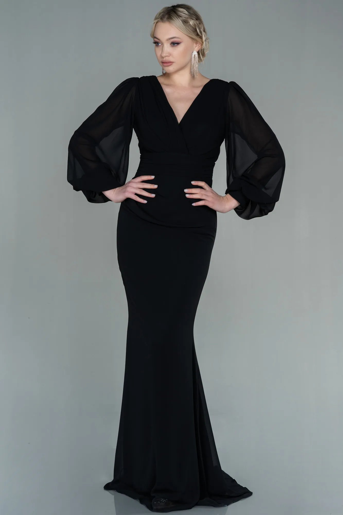 Black-Long Chiffon Evening Dress ABU2818