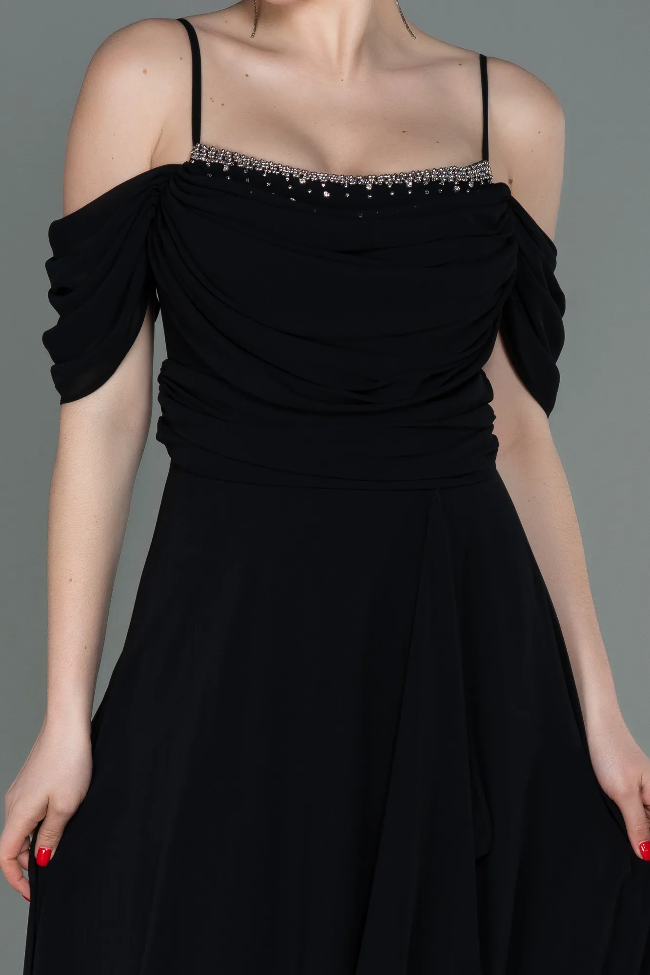 Black-Long Chiffon Evening Dress ABU3093