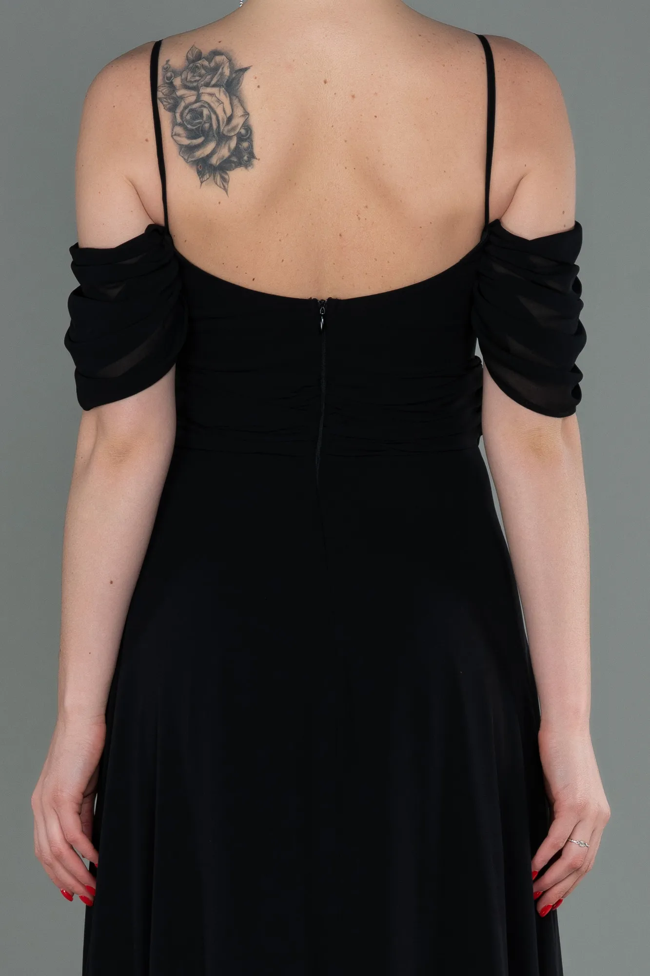 Black-Long Chiffon Evening Dress ABU3093