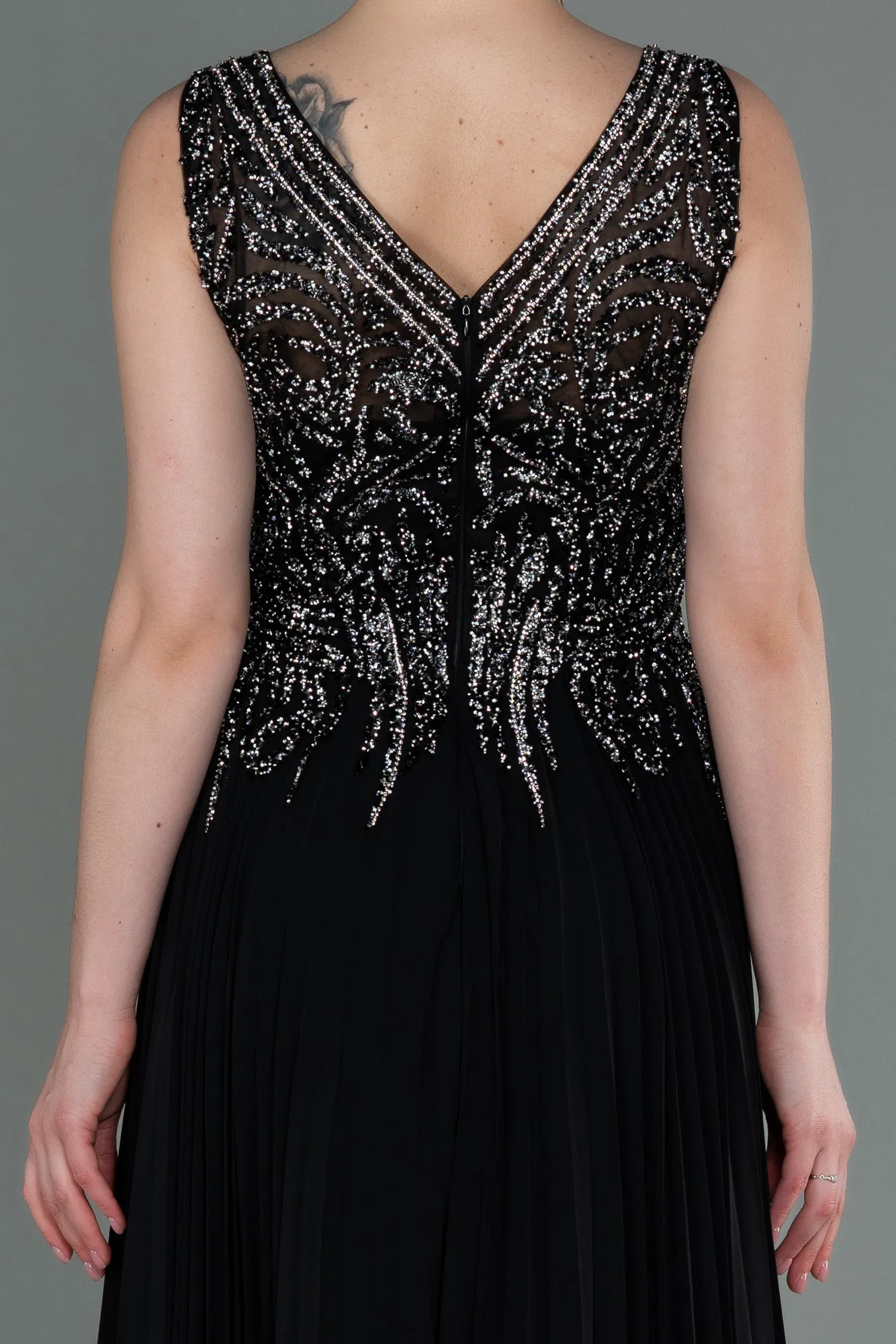 Black-Long Chiffon Evening Dress ABU3142