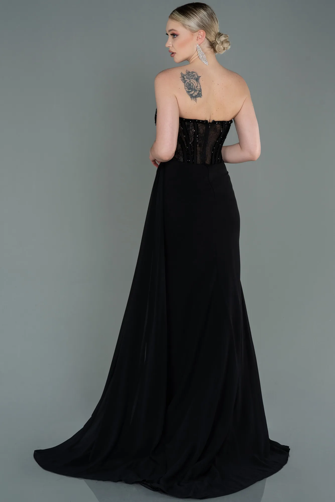 Black-Long Chiffon Evening Dress ABU3145