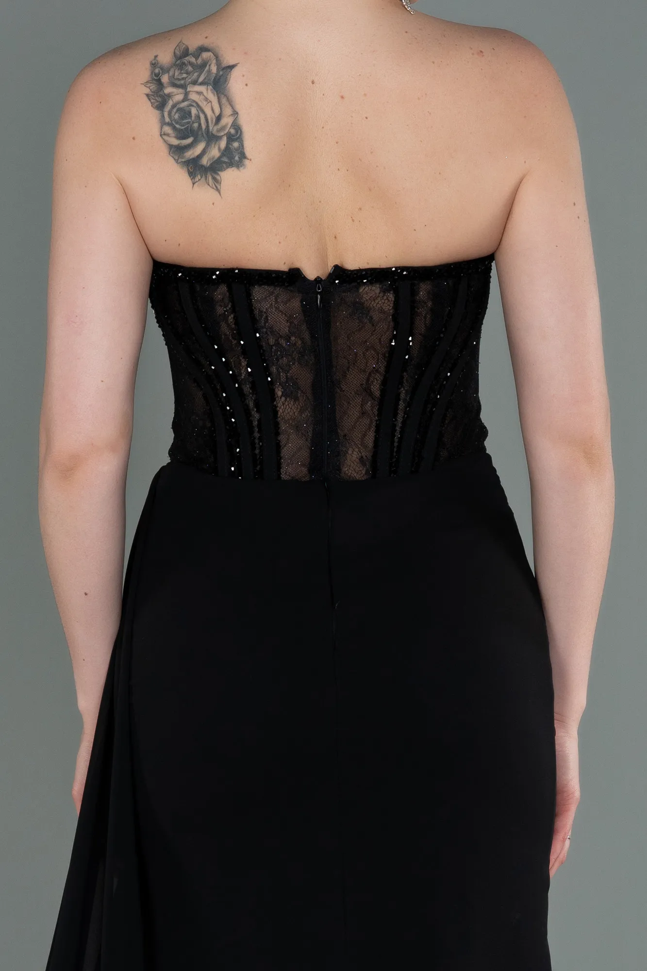 Black-Long Chiffon Evening Dress ABU3145