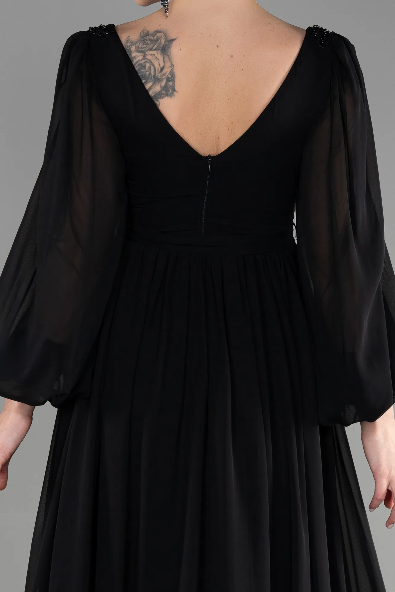 Black-Long Chiffon Evening Dress ABU3243