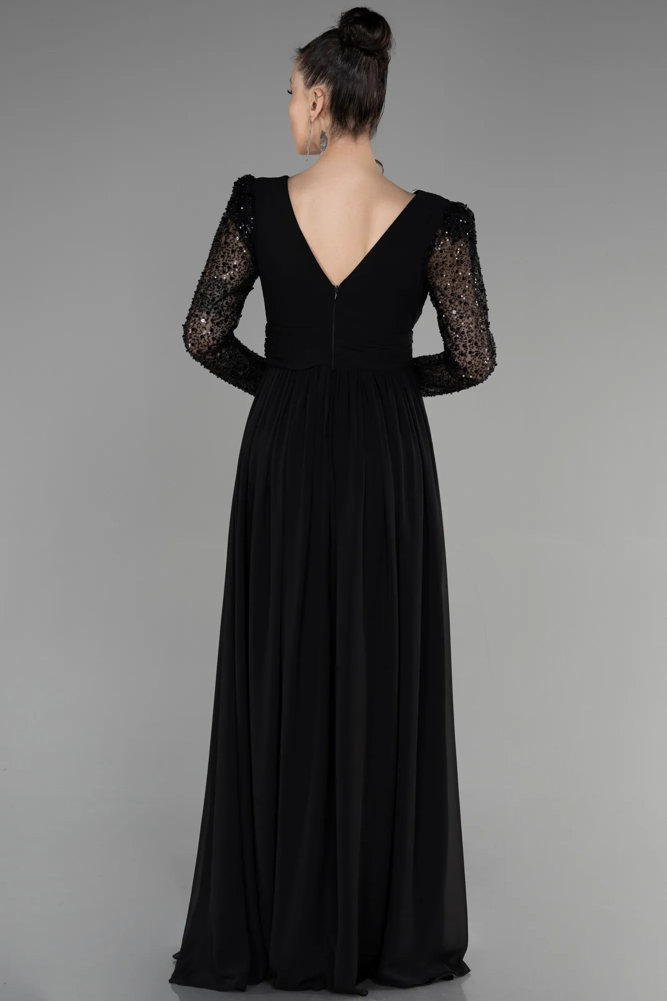 Black-Long Chiffon Evening Dress ABU3262