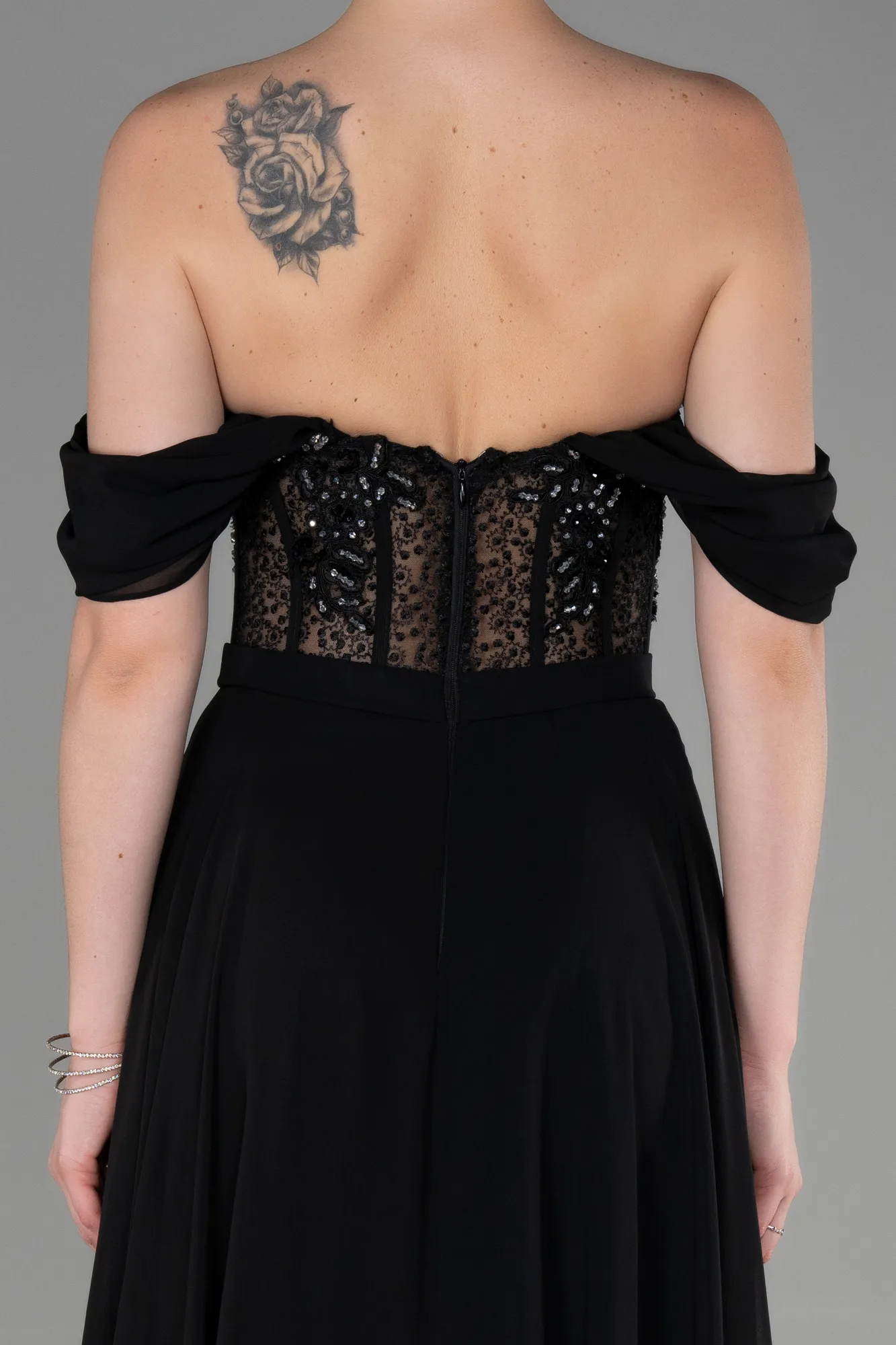 Black-Long Chiffon Evening Dress ABU3310