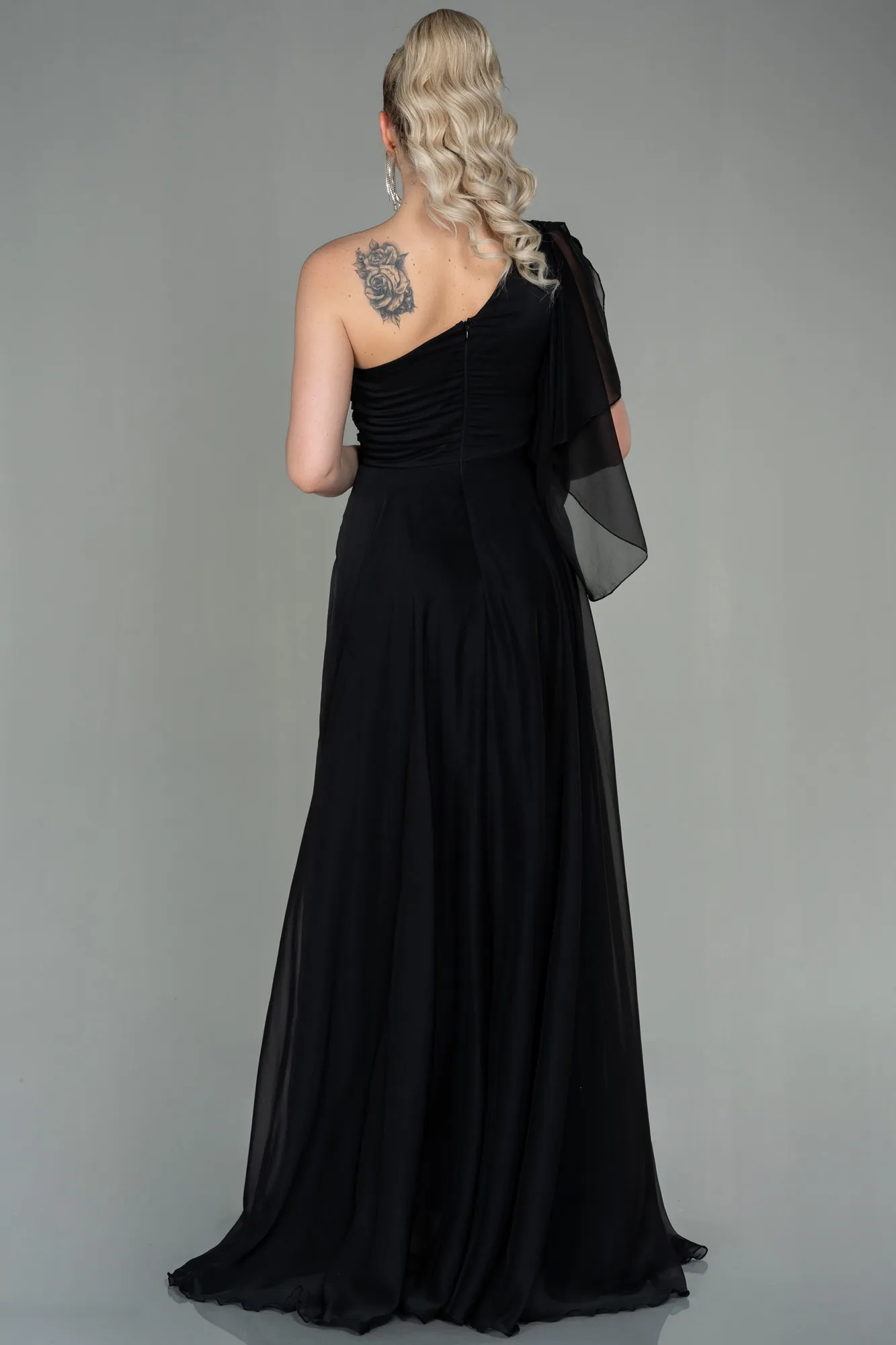 Black-Long Chiffon Evening Dress ABU3449