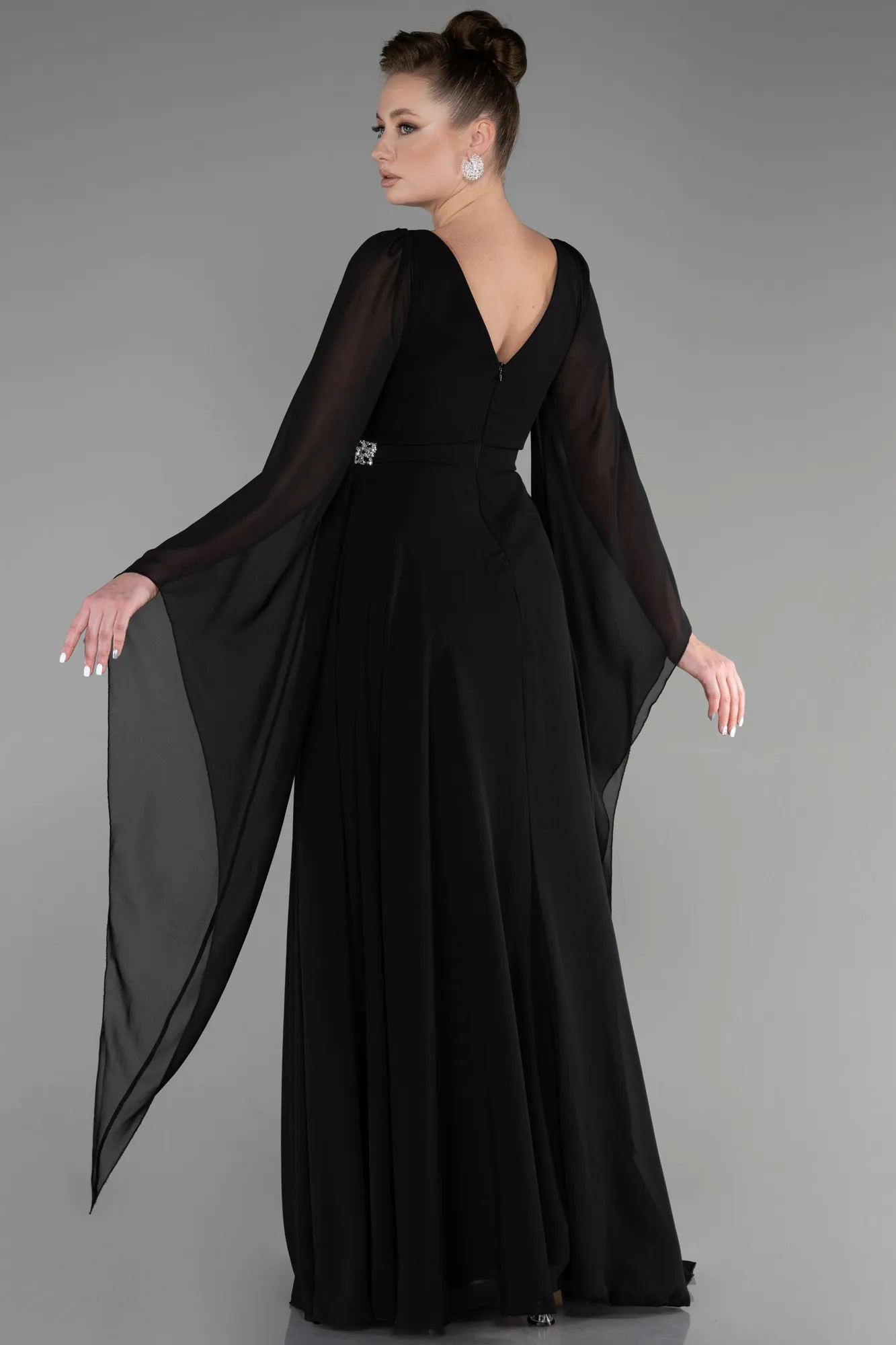 Black-Long Chiffon Evening Dress ABU3541
