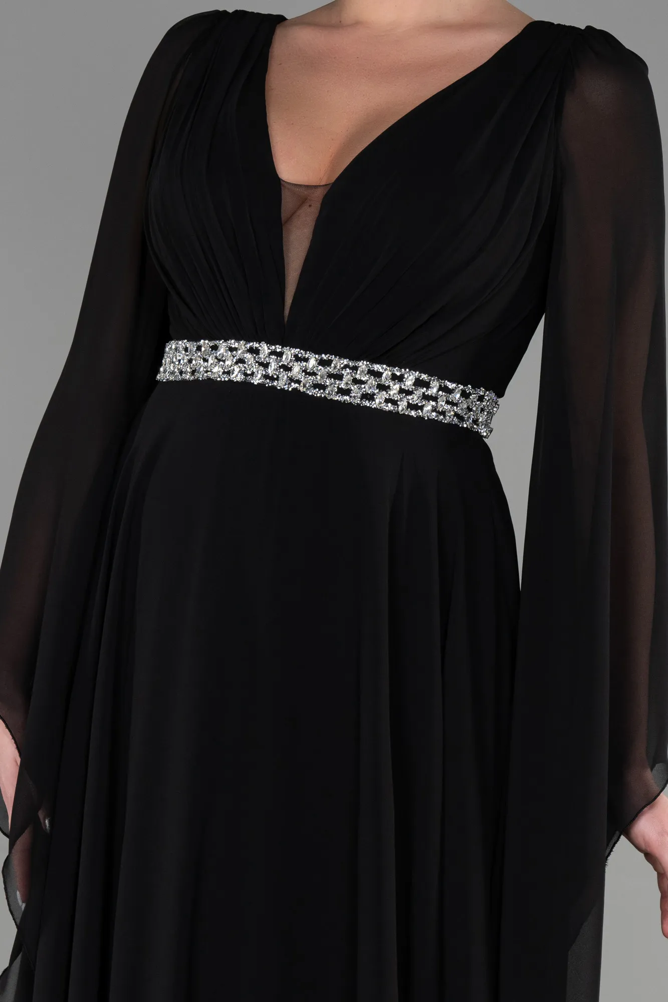 Black-Long Chiffon Evening Dress ABU3541