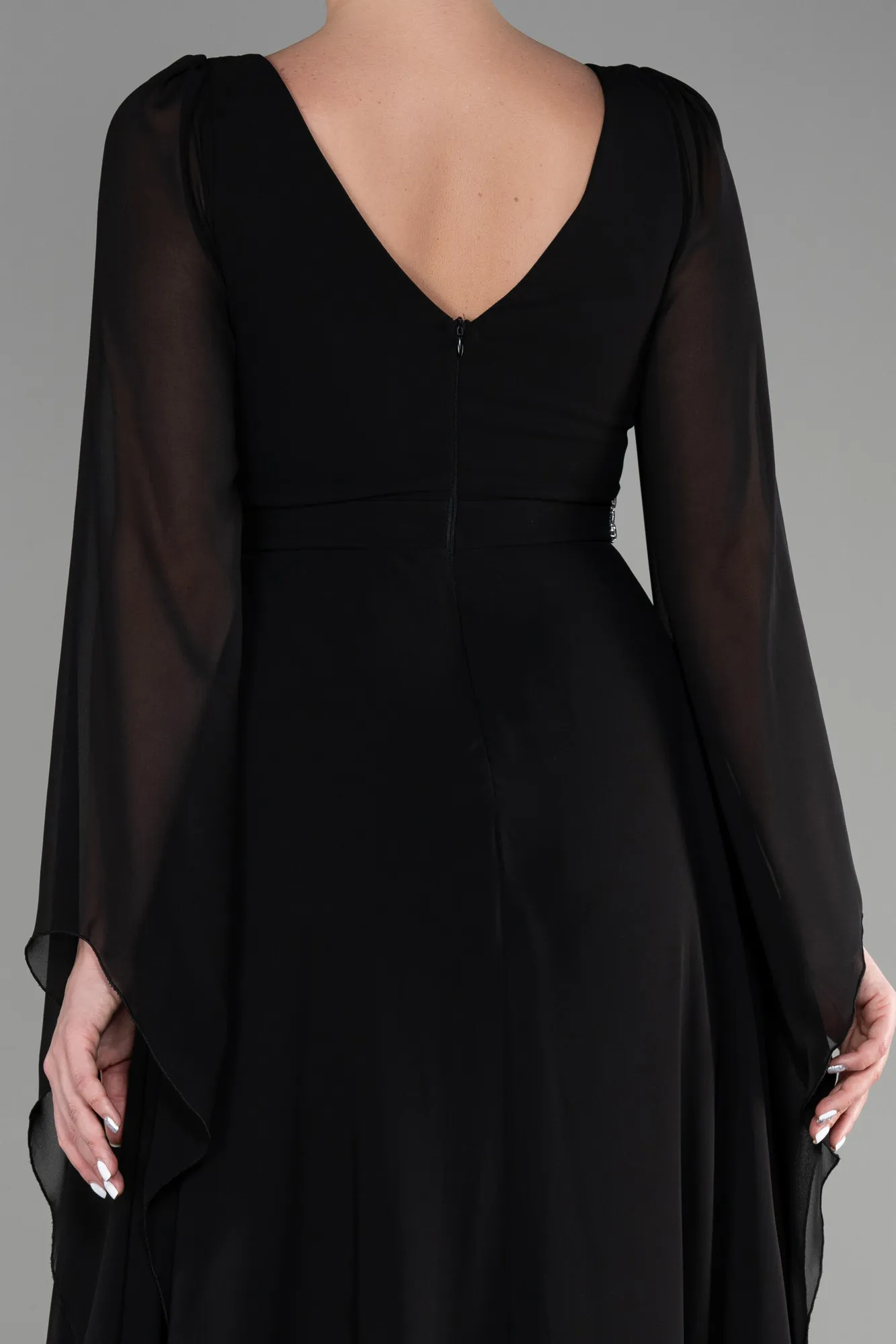 Black-Long Chiffon Evening Dress ABU3541