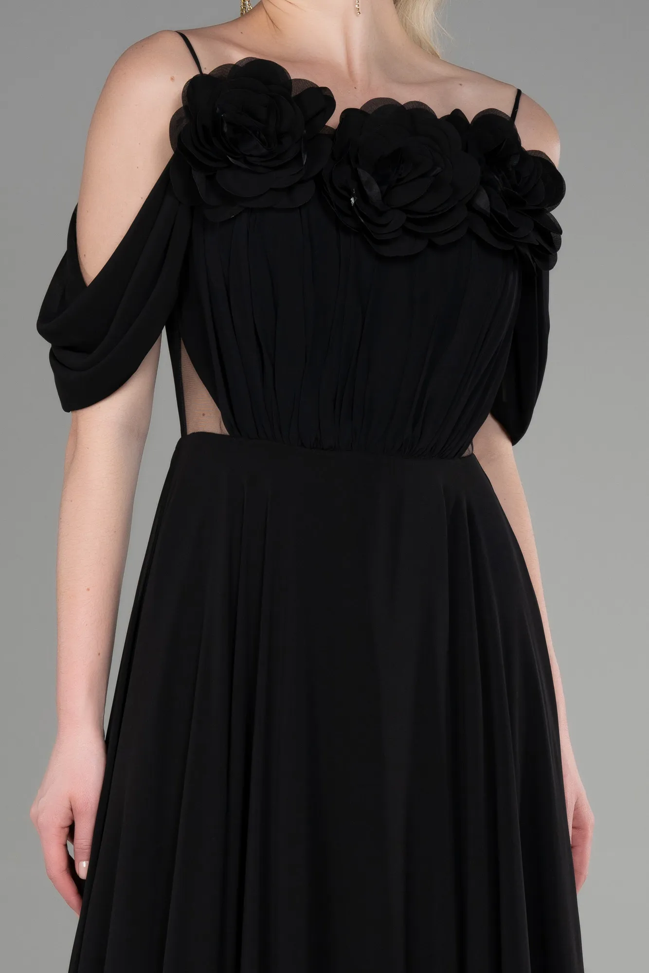 Black-Long Chiffon Evening Dress ABU3626