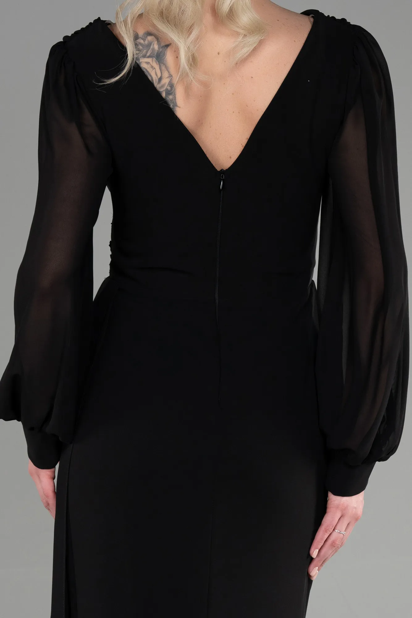 Black-Long Chiffon Evening Dress ABU3627