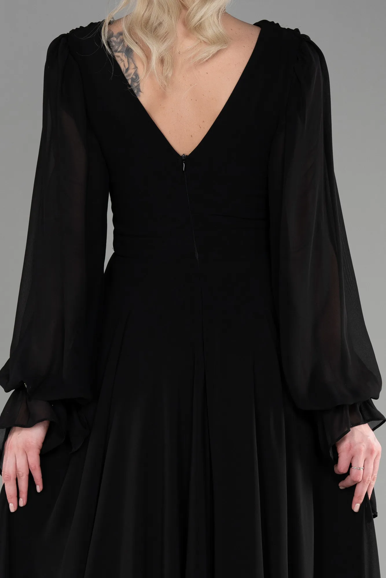 Black-Long Chiffon Evening Dress ABU3628