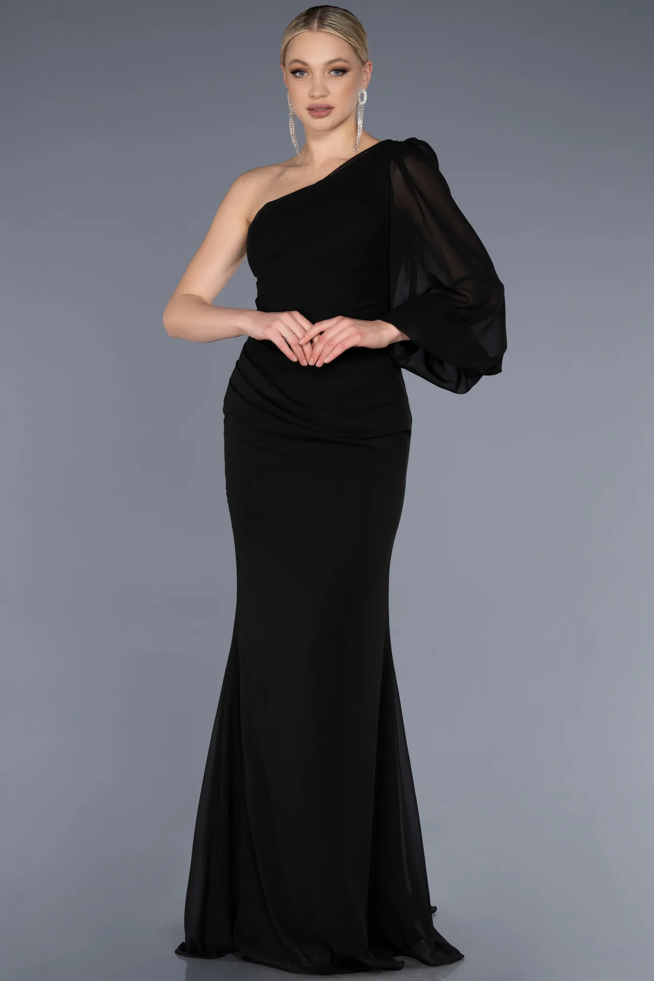 Black-Long Chiffon Evening Dress ABU3677